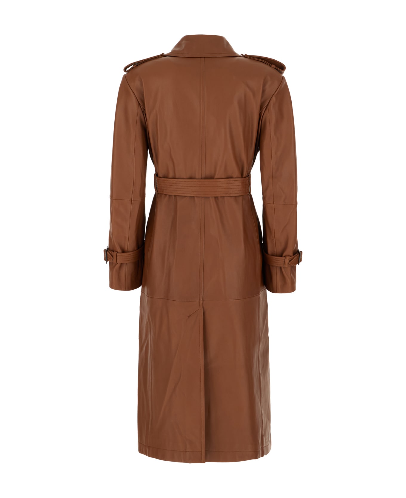 Max Mara Studio Brown Nappa Leather Trench - Cuoio