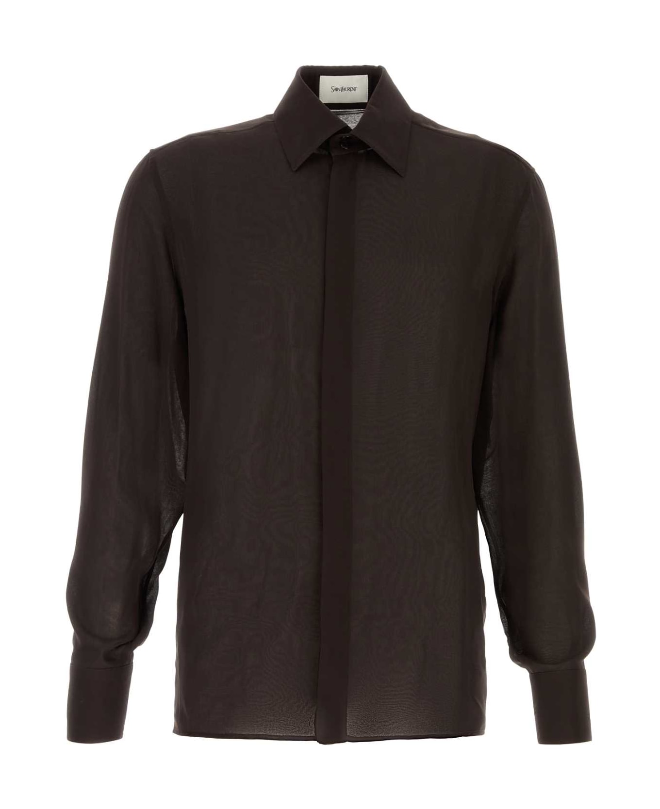 Saint Laurent Dark Brown Silk Shirt - CHOCOLAT