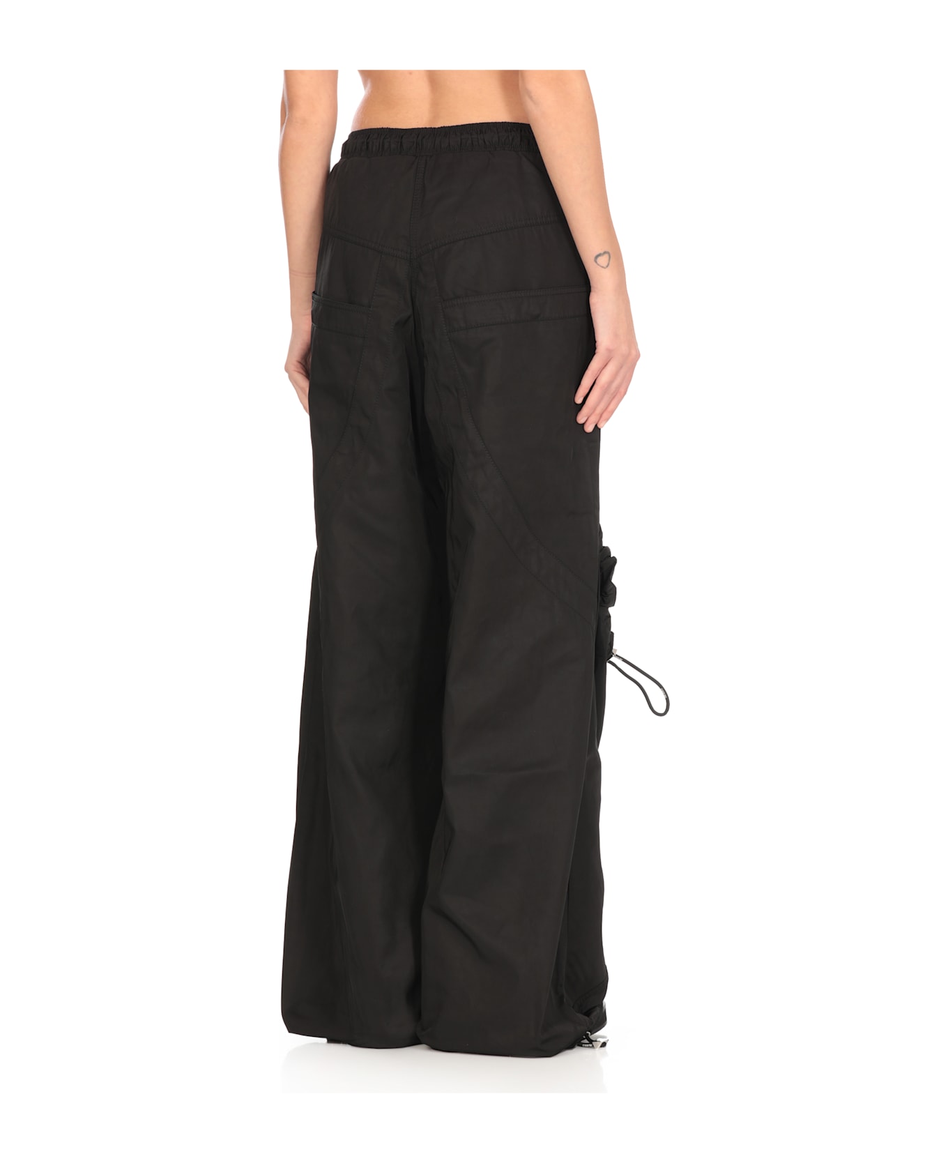 The Attico Flared Cargo Pants - Black
