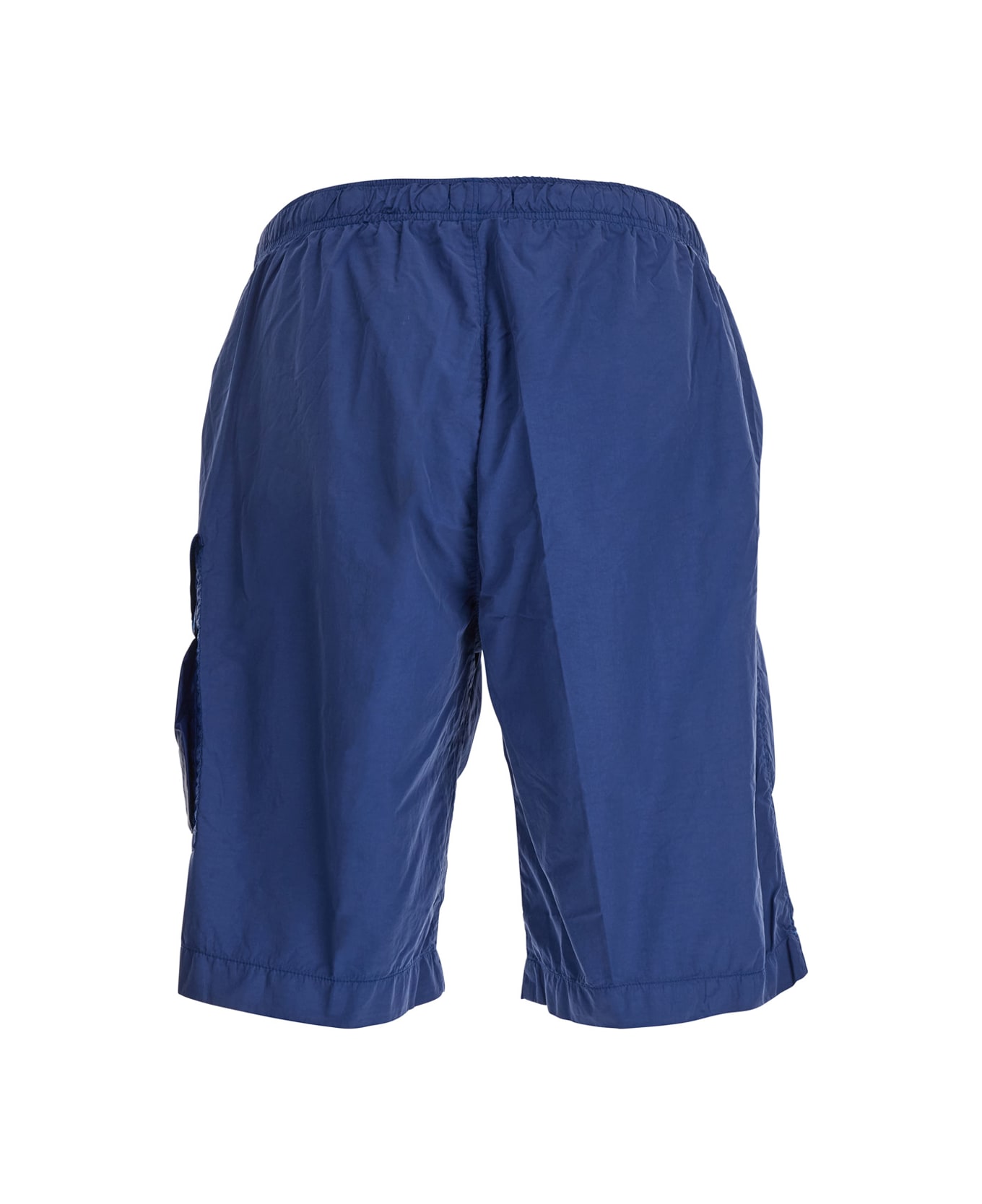 C.P. Company Blue Swim Shorts With Elastic Waist And Logo Plaque On The Side In Tech Fabric Man - Blu