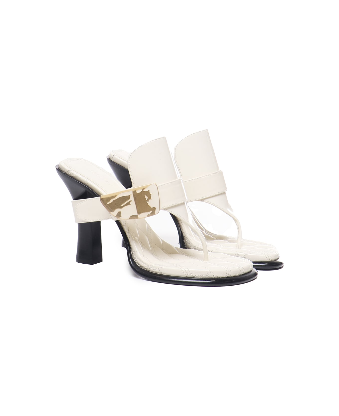 Burberry Bay Leather Sandals - White