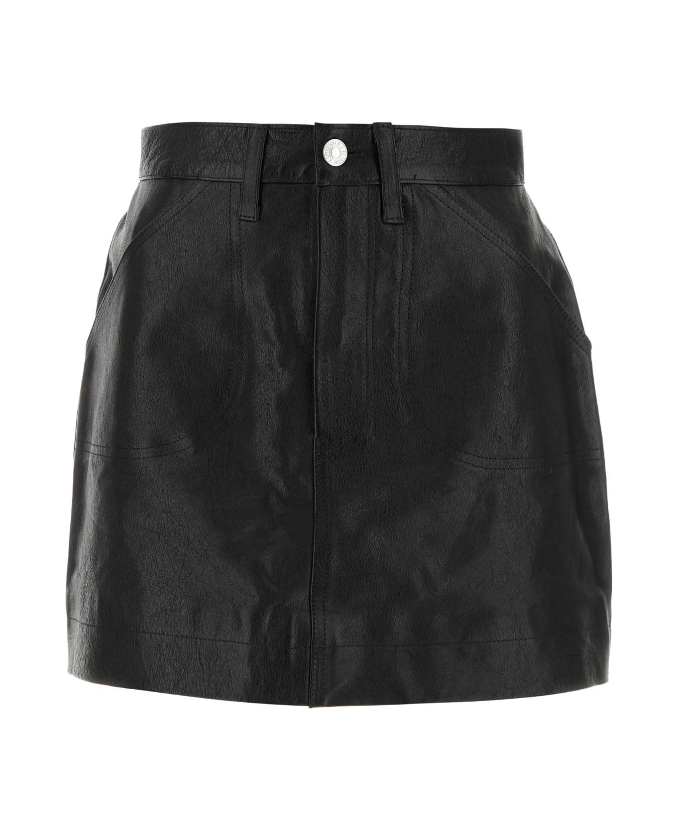 RE/DONE Black Leather Mini Skirt - BLACKLEATHER