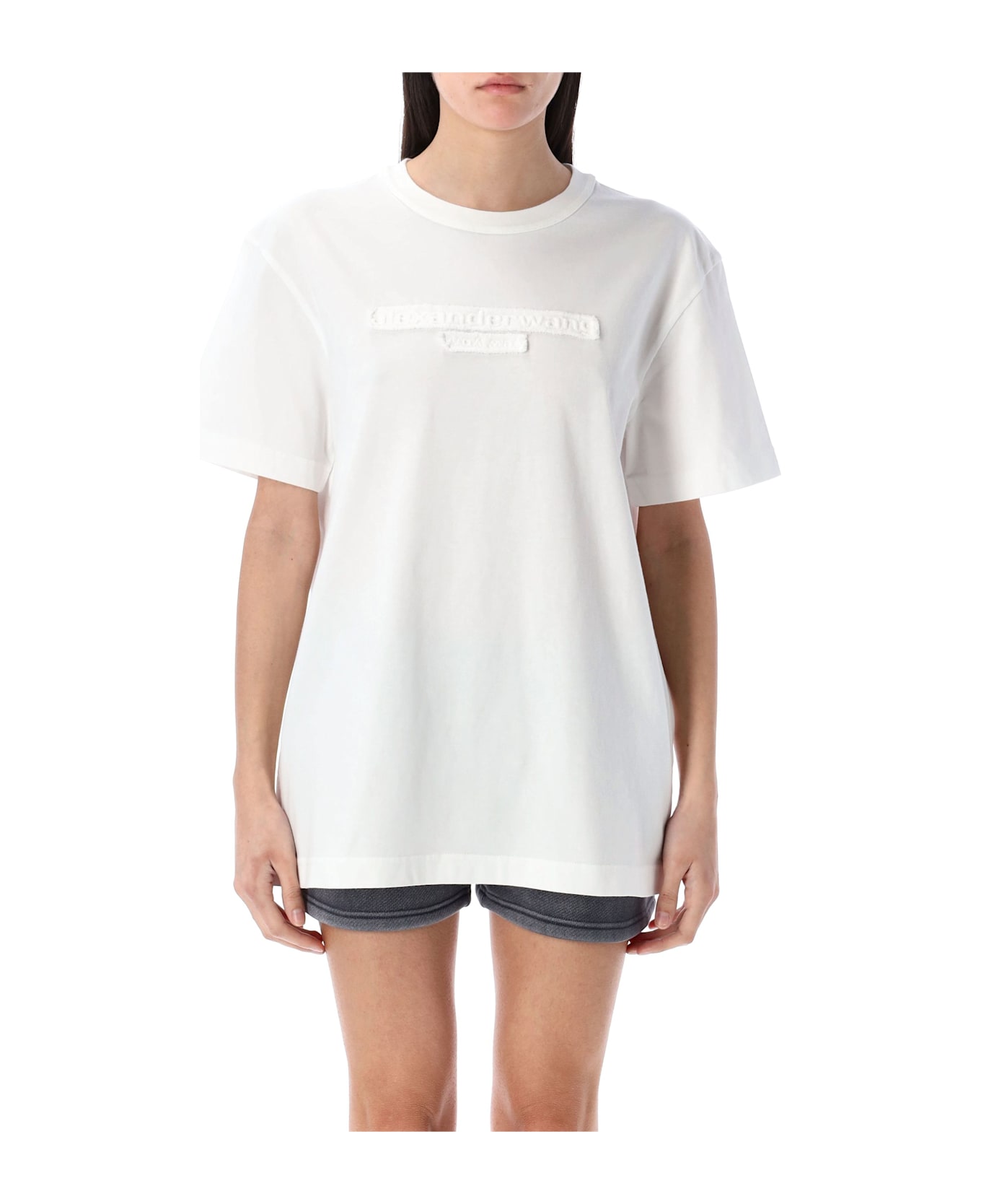 Alexander Wang Distressed Logo T-shirt - WHITE