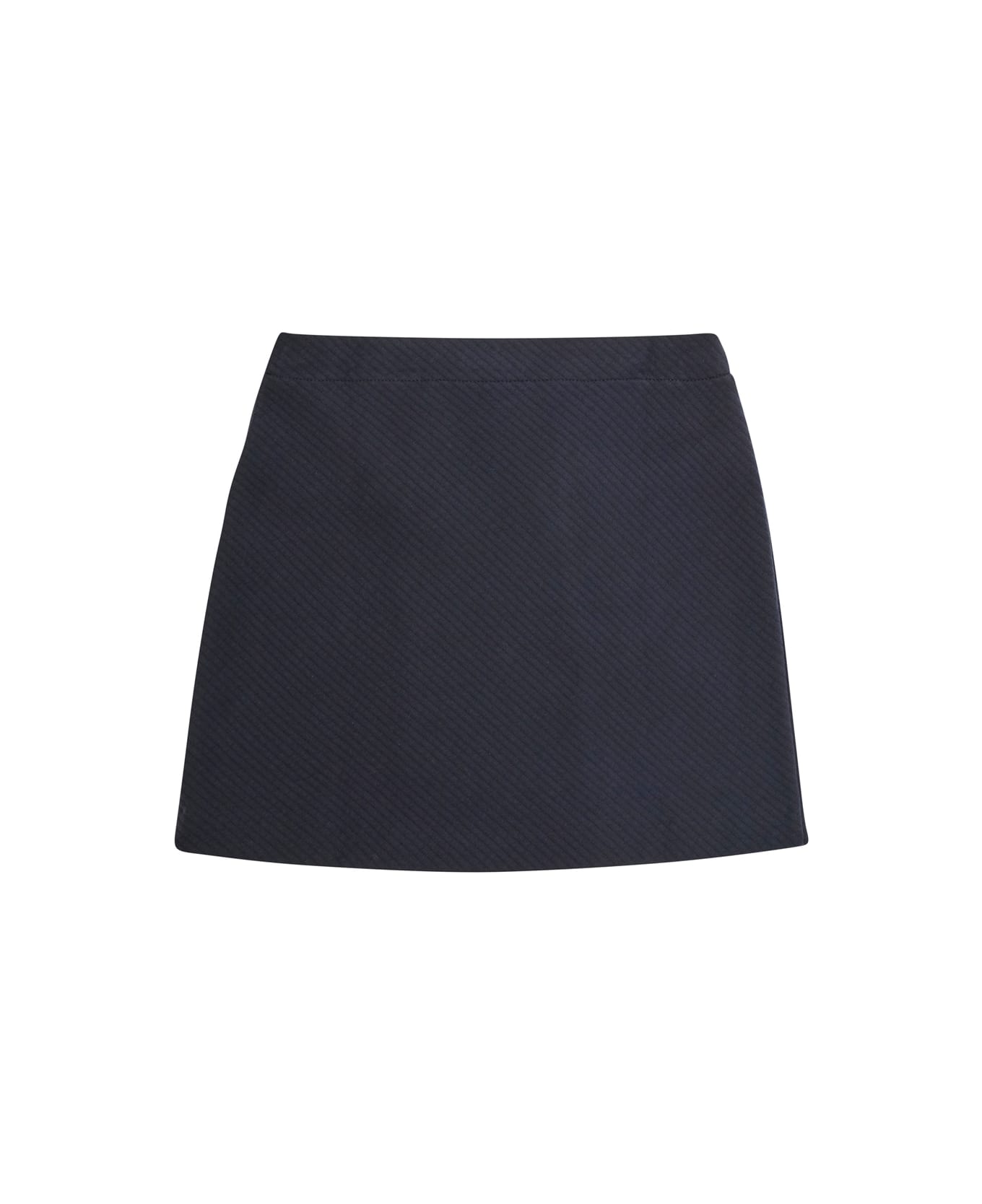 Emporio Armani Blue A-line Skirt With Double-breasted Closure And Logo Patch On The Front In Cotton Blend Girl - Blu