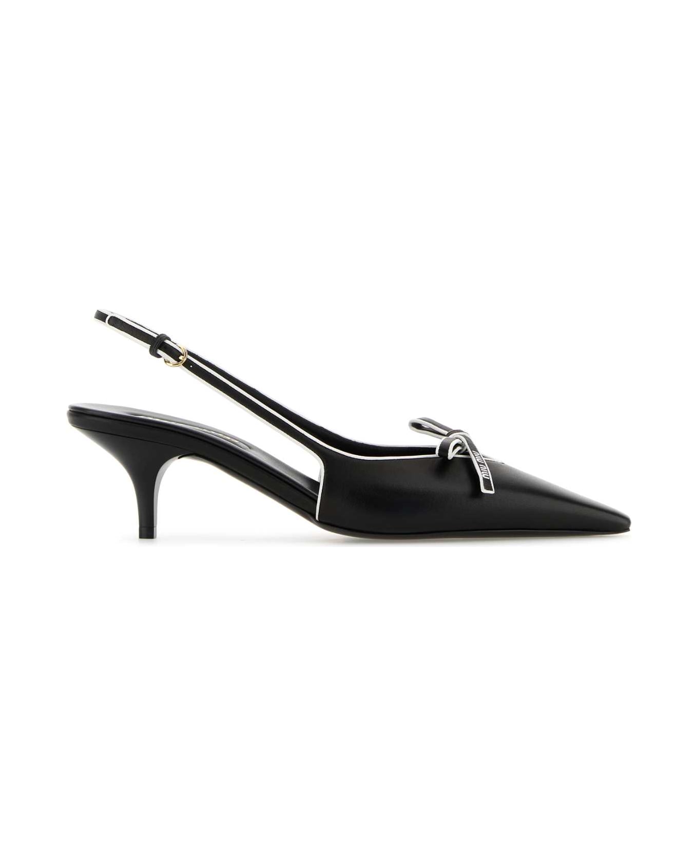 Miu Miu Black Leather Nappa Leather Pumps - NEROBIANCO