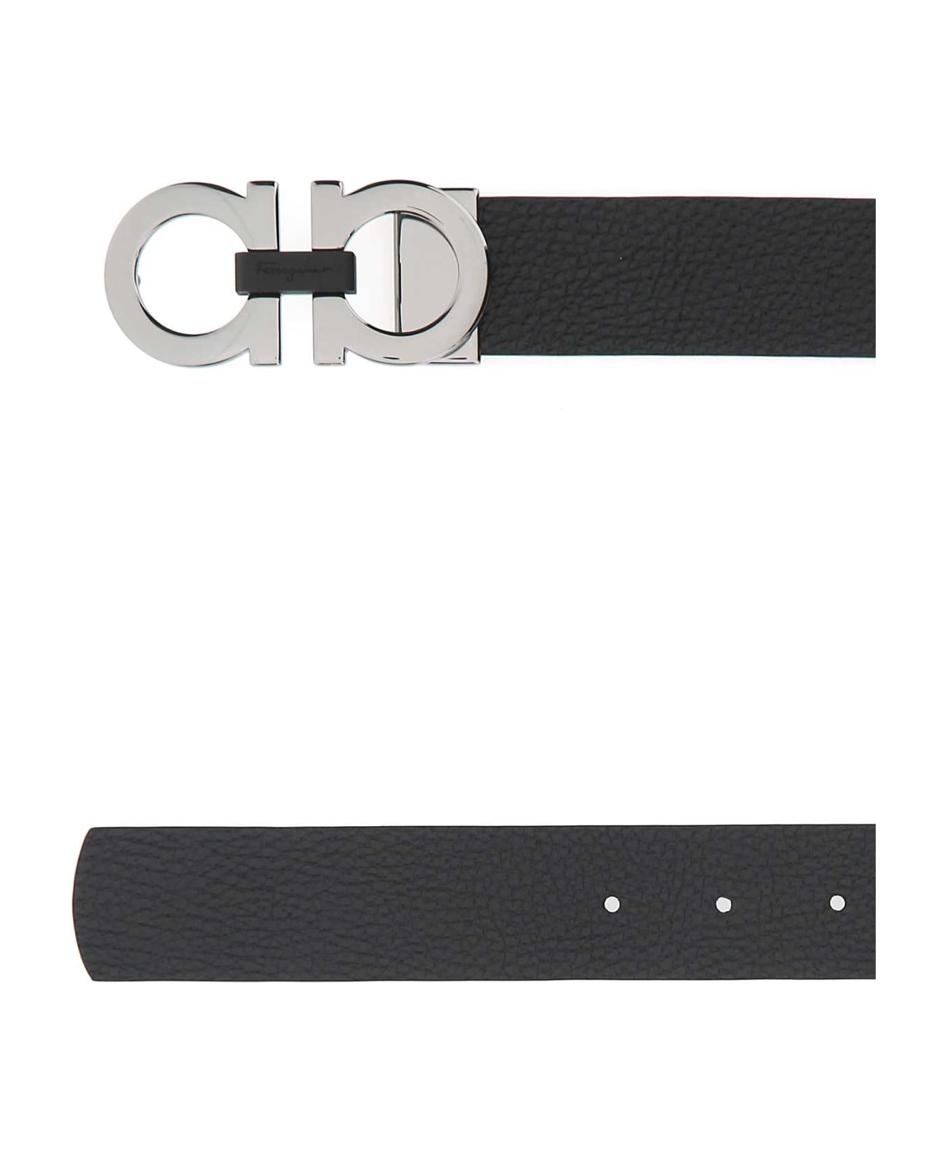 Ferragamo Black Leather Reversible Belt - NEROHICKORY ベルト