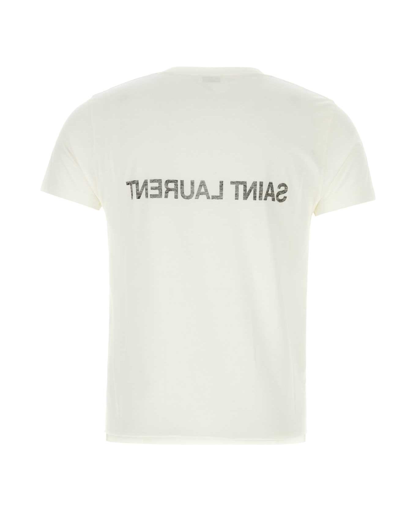 Saint Laurent White Cotton T-shirt - Multicolor