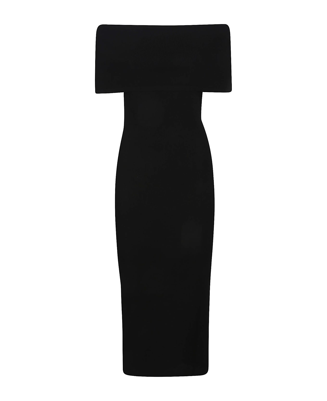 Michael Kors Viscos Fold Over Midi Dress - Black