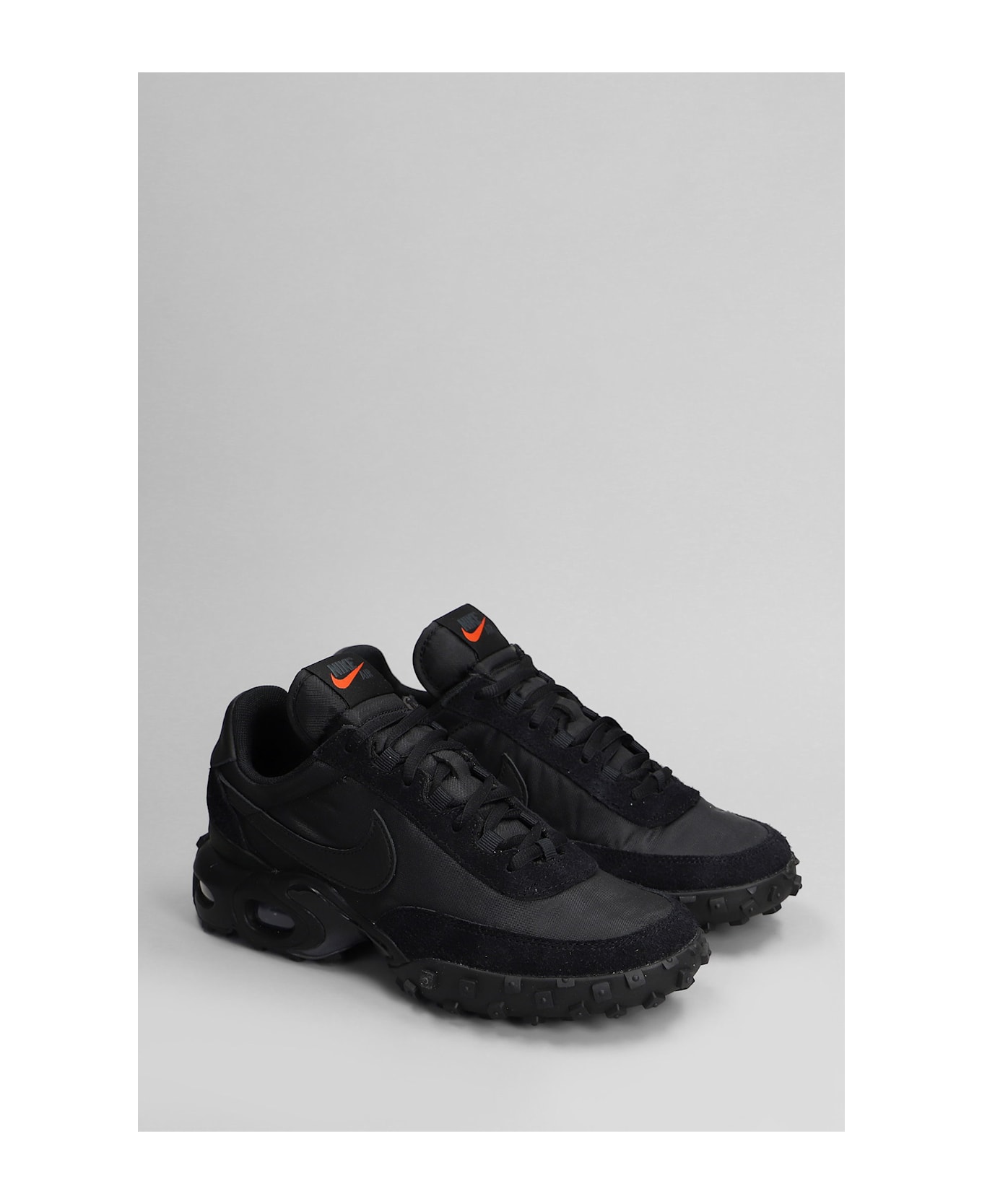 Nike Air Max Waffle Sneakers In Black Suede And Fabric - black
