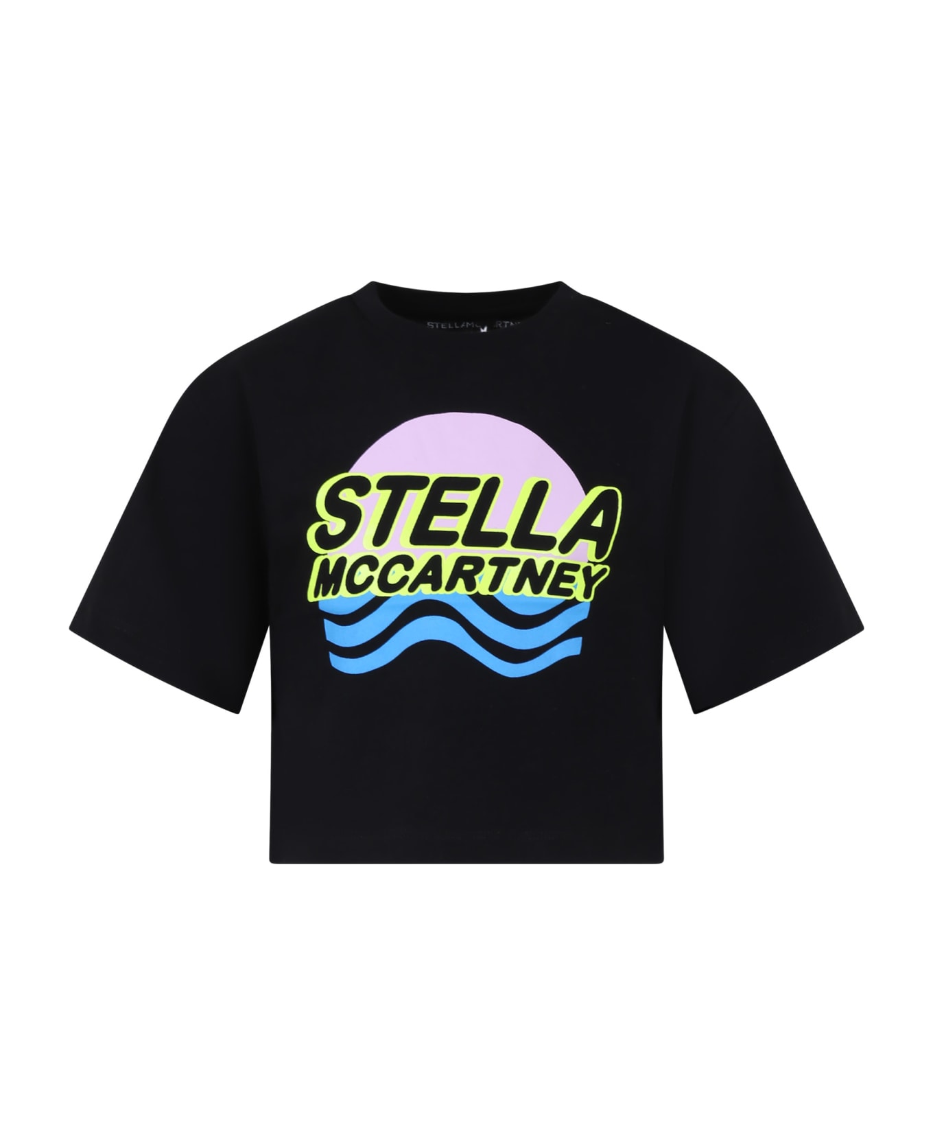 Stella McCartney Kids Black T-shirt For Girl With Logo - black Tシャツ＆ポロシャツ