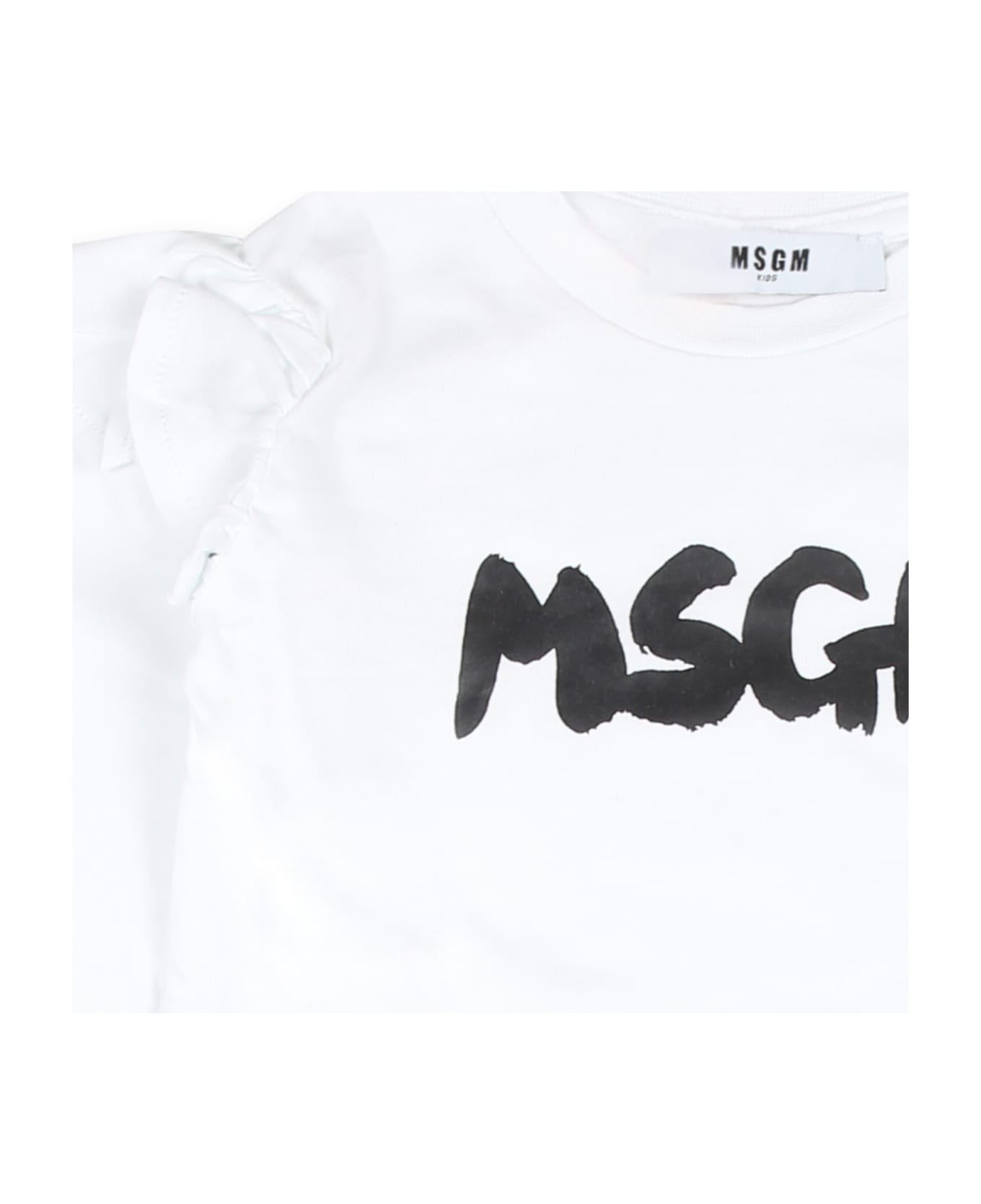 MSGM White Suit For Baby Girl With Logo - Multicolor