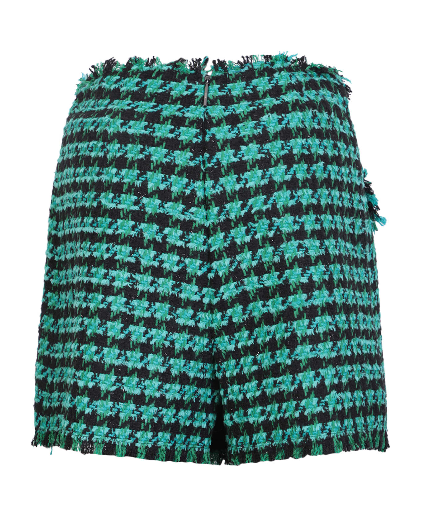 MSGM Tweed Houndstooth-pattern Emerald Green Shorts - Green ショートパンツ