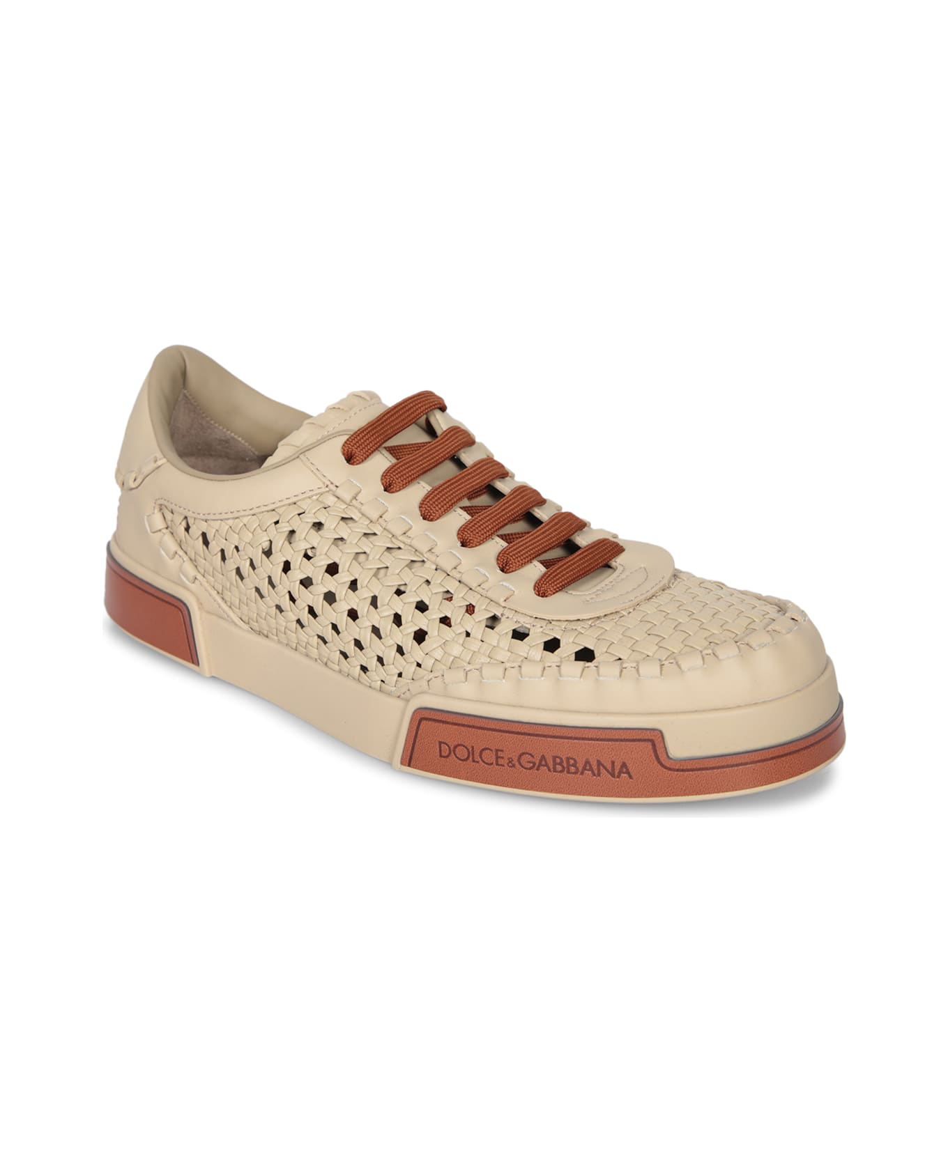 Dolce 
Gabbana Cappuccino Leather Portofino Sneakers - SABBIASABBIACUOIO