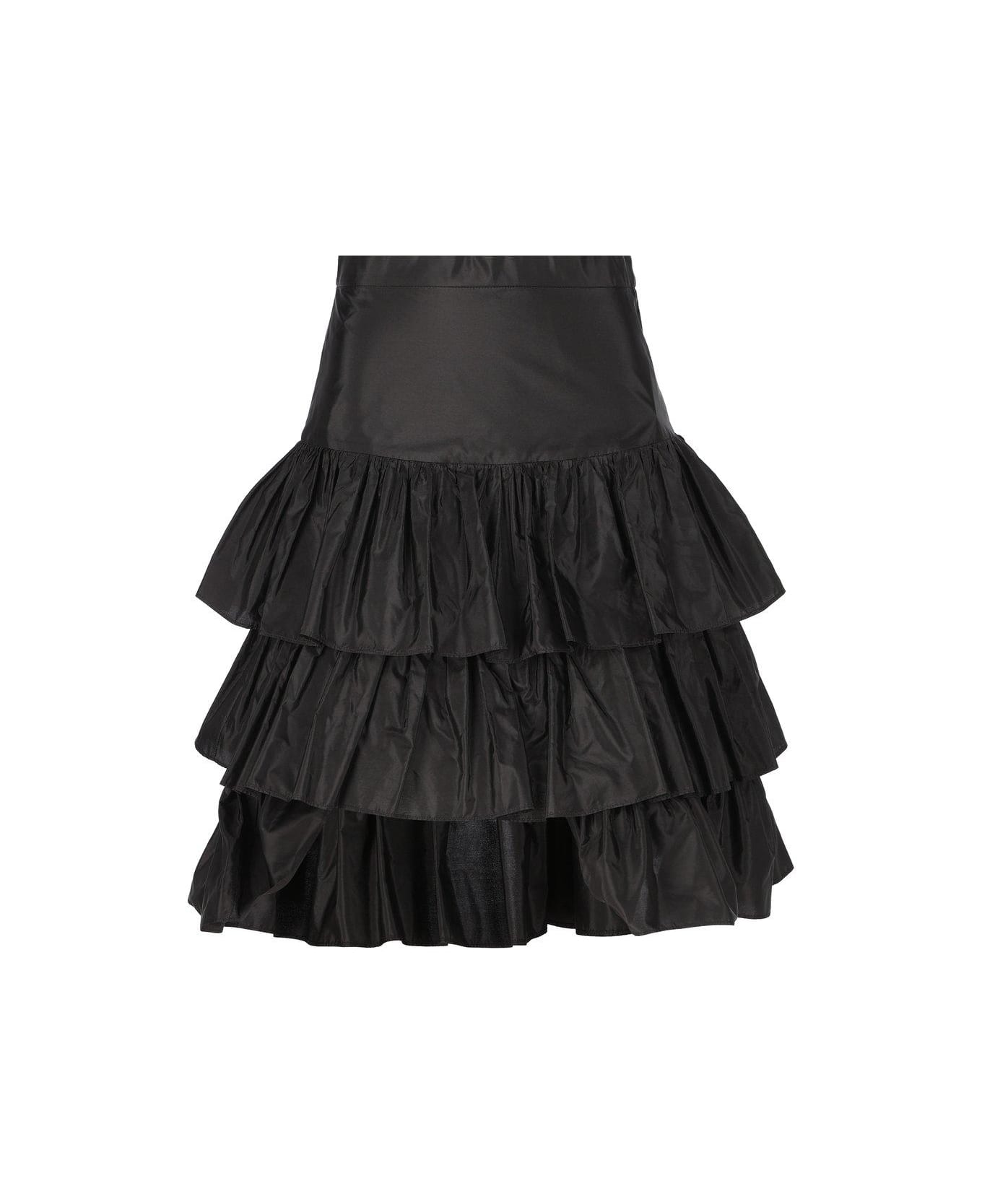 Valentino High Waist Ruffled Skirt - Black