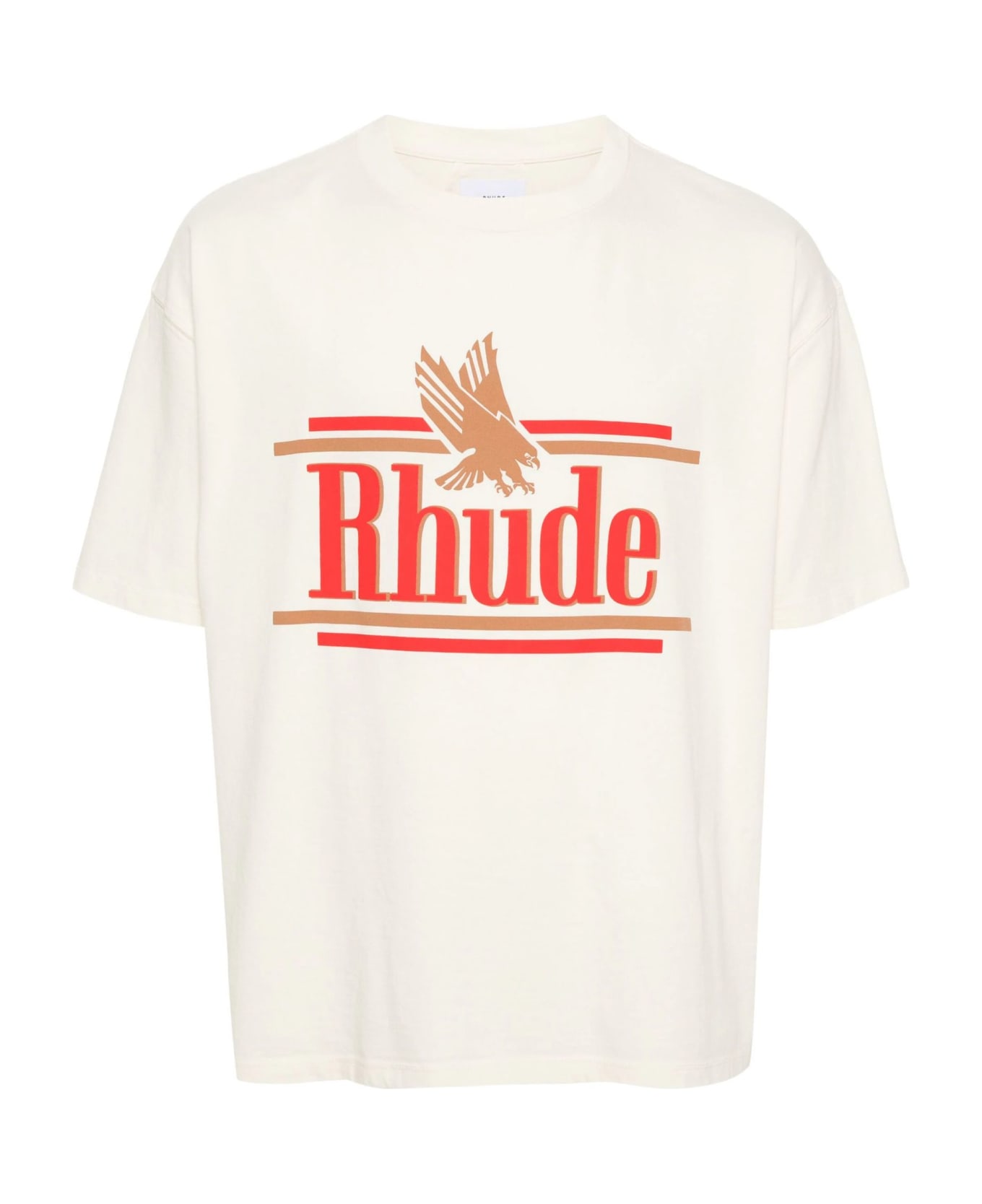 Rhude Cream Cotton T-shirt - NEUTRALS