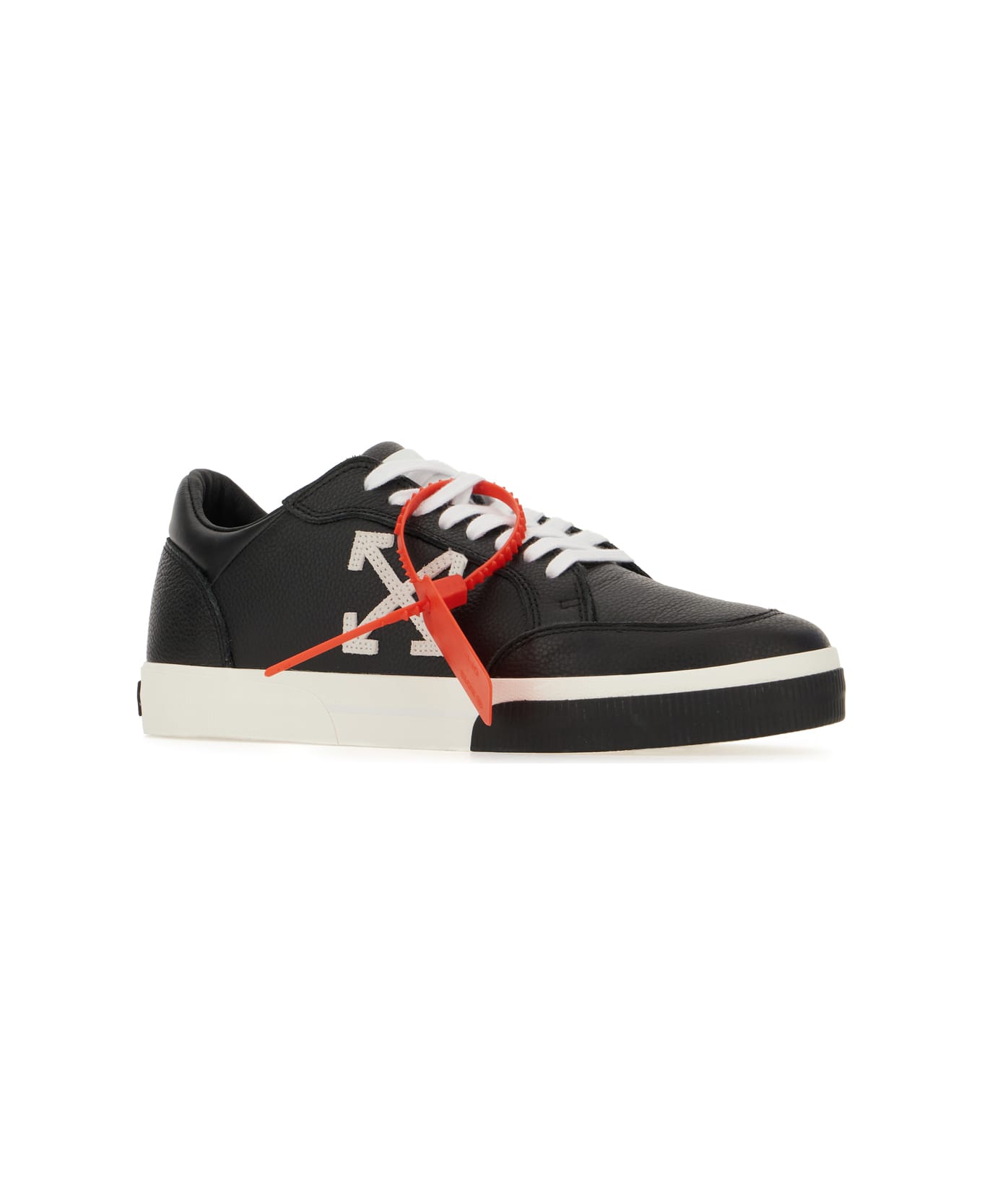 Off-White Black Leather New Low Vulcanized Sneakers - BLACK