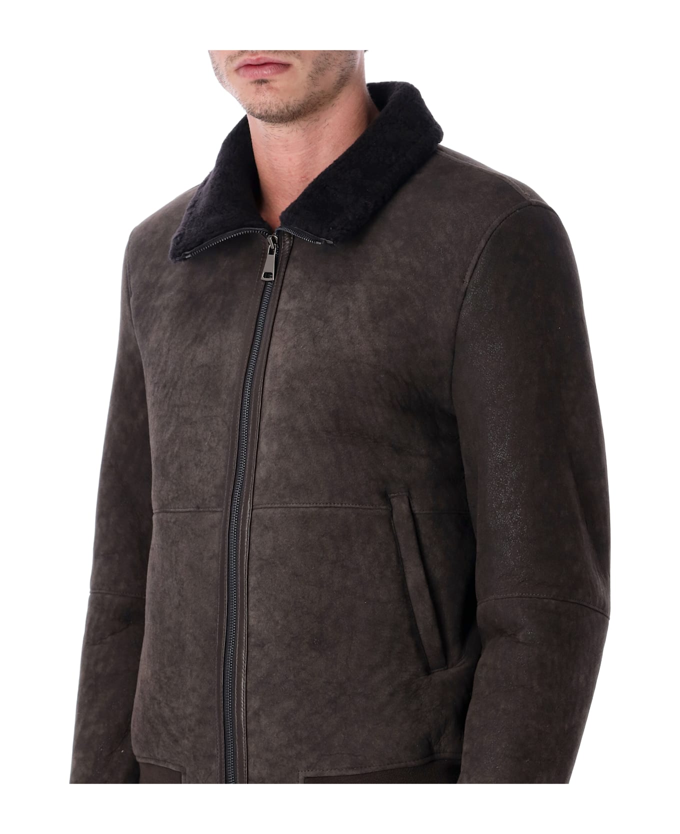 S.W.O.R.D 6.6.44 Sword 6.6.44 Brown Shearling Jacket With Fur Collar - VINTAGE MORO