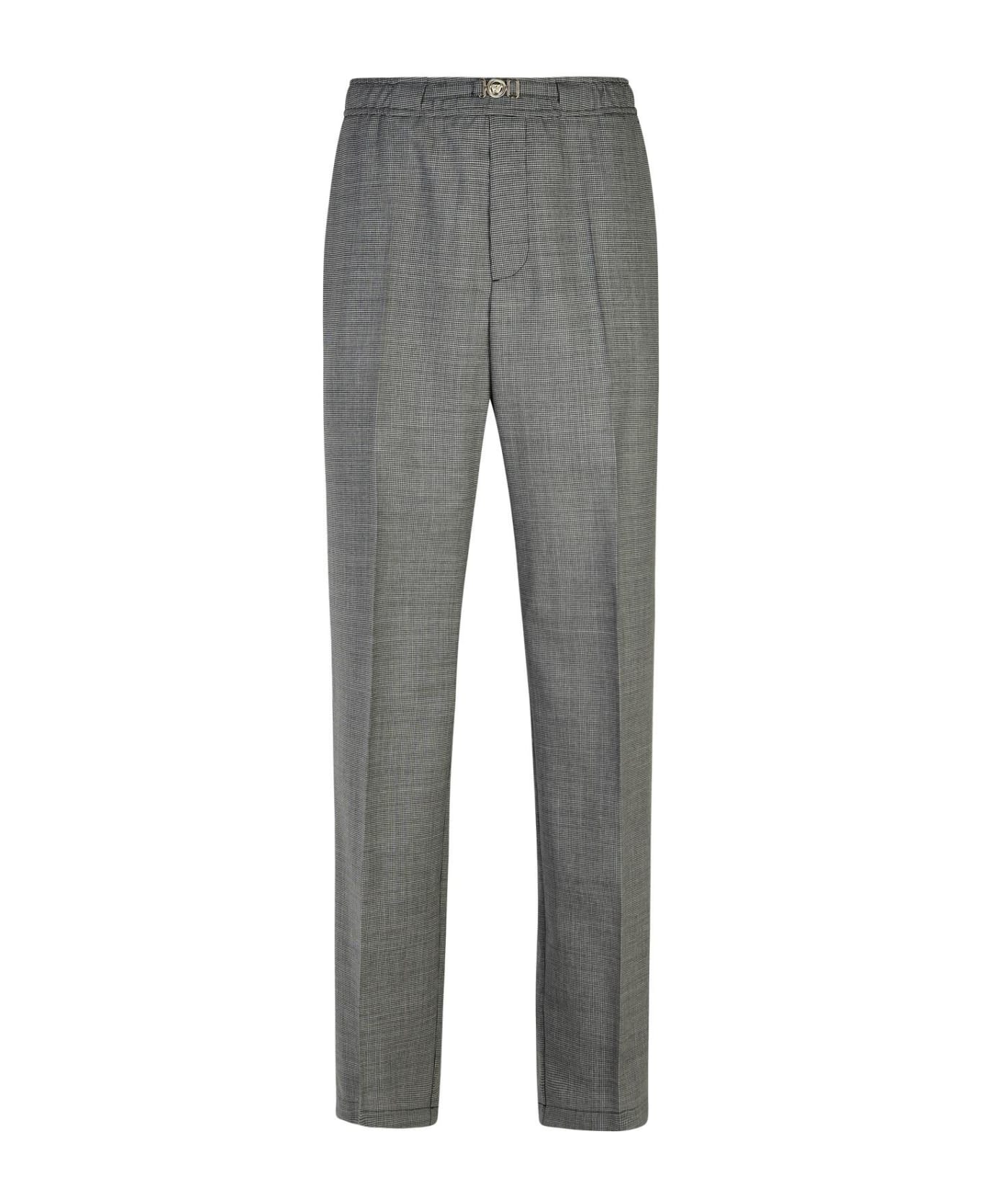 Versace Grey Virgin Wool Trousers - Grey