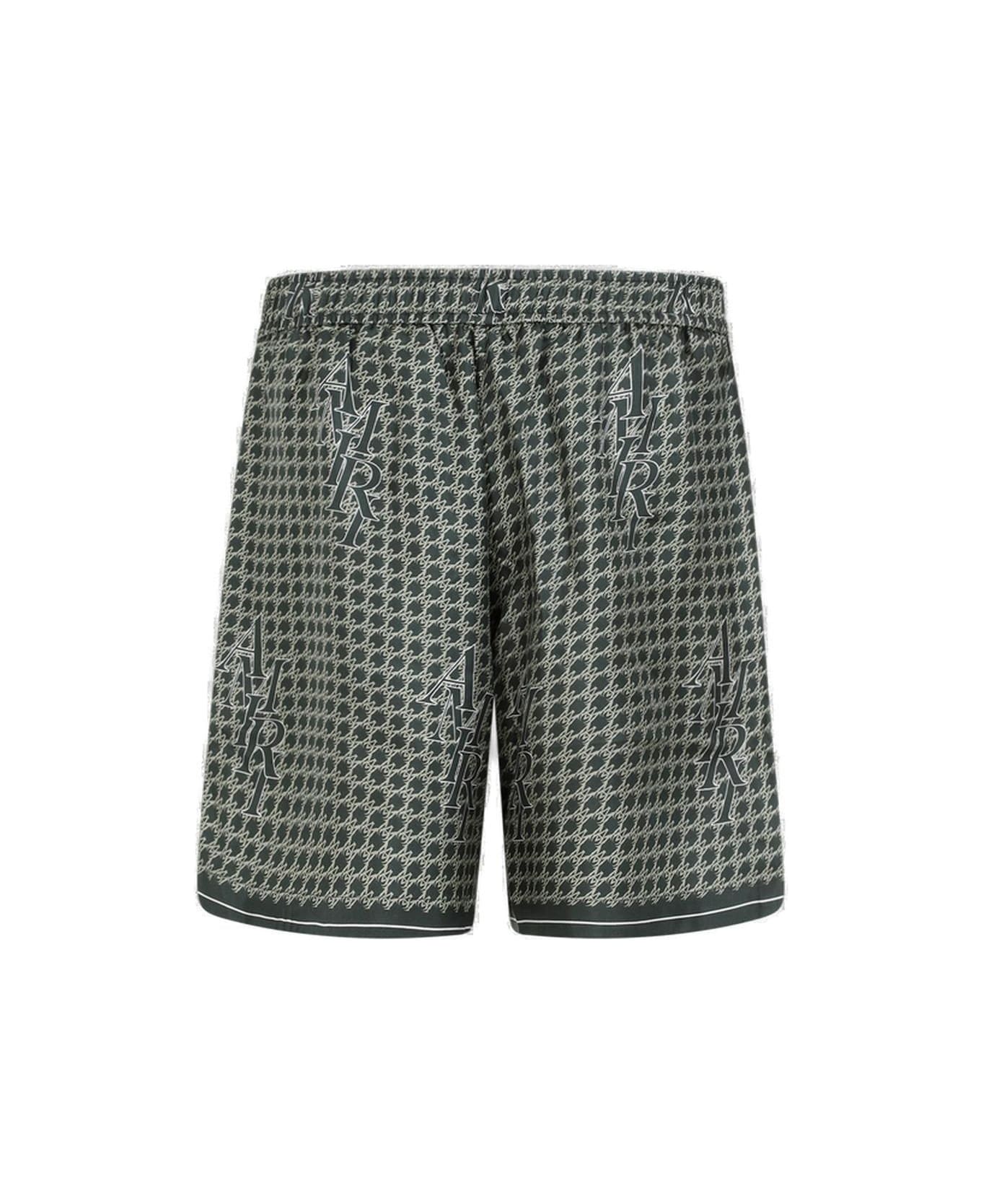 AMIRI Houndstooth Logo Printed Shorts - Green