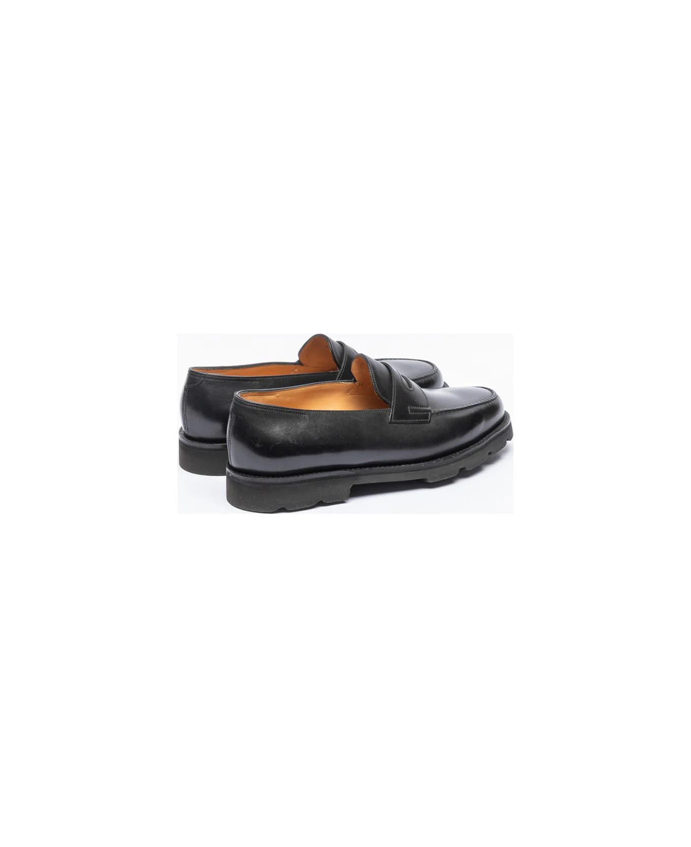 John Lobb Lopez Black Calf Loafer Rubber Sole