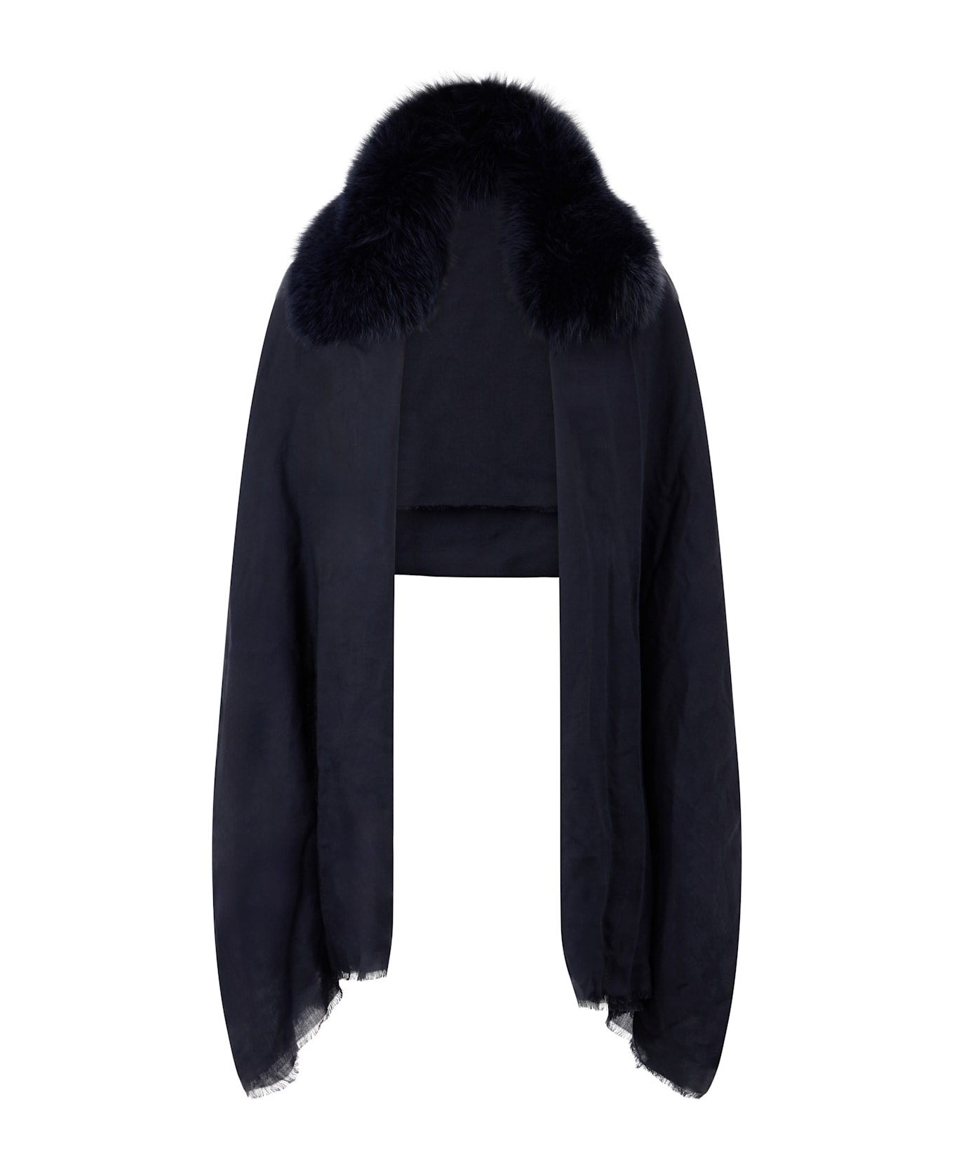 Valentino Garavani Fur Collar Cashmere Cape-coat - blue