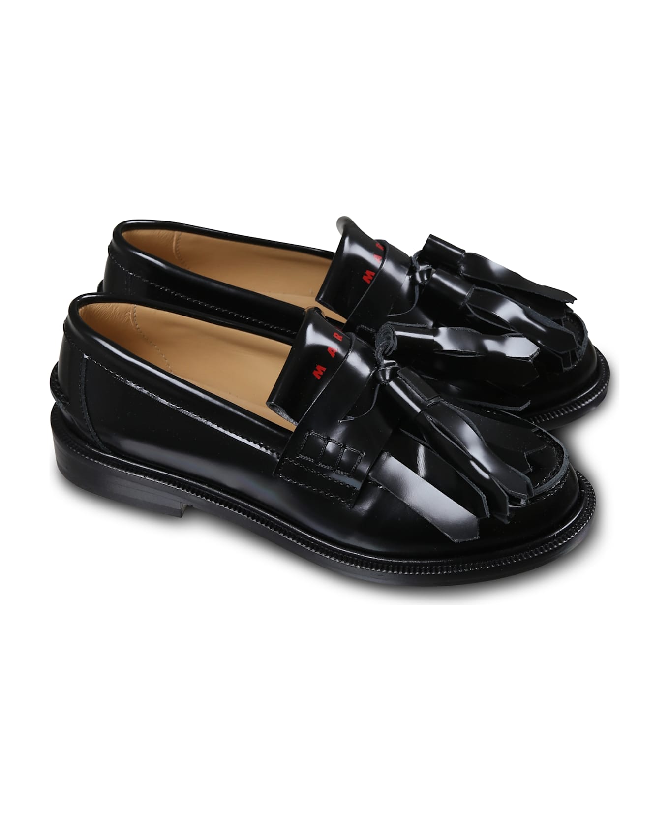 Marni Black Loafers For Kids With Logo - Black