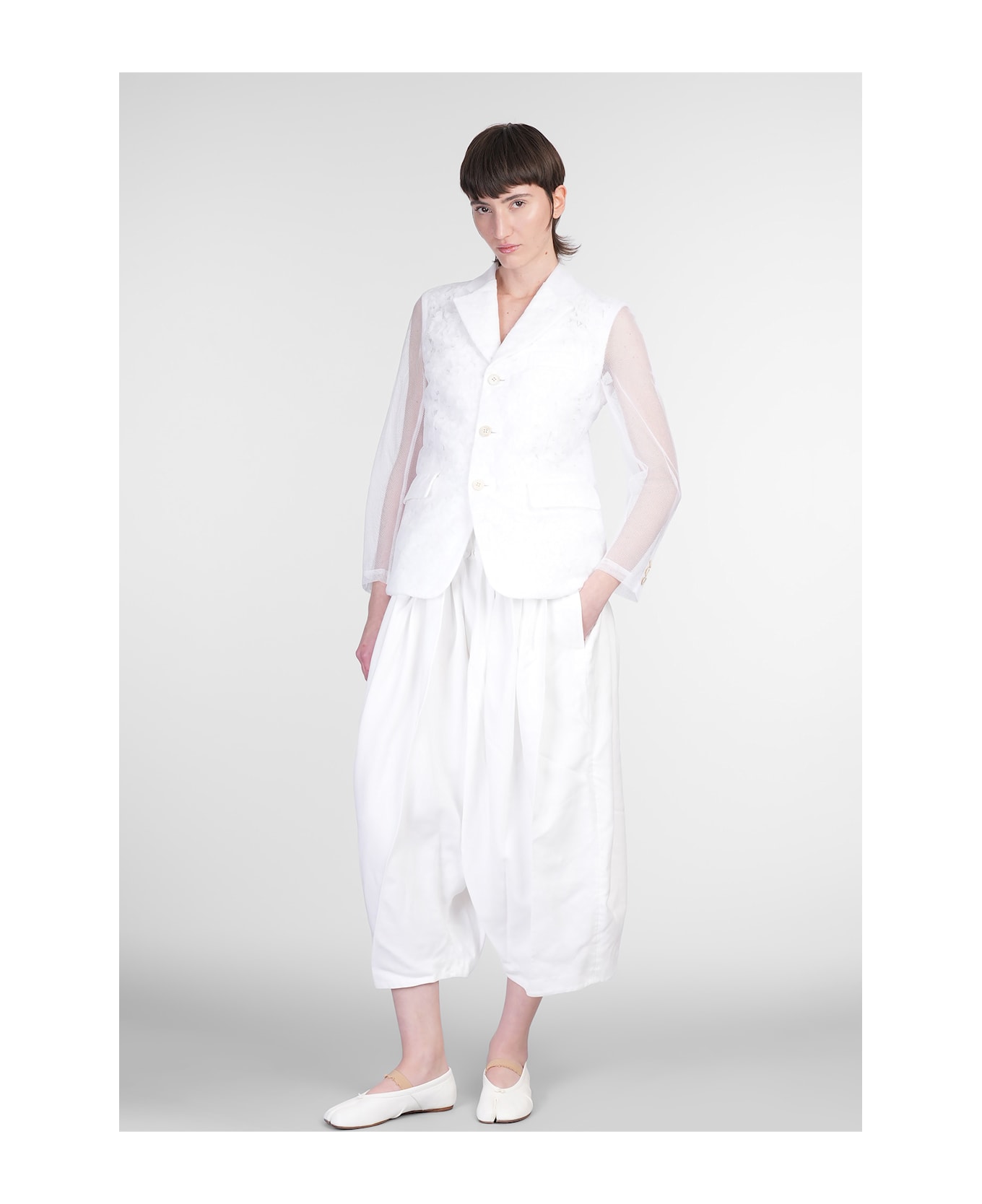 Comme des Garçons Pants In White Polyester - white