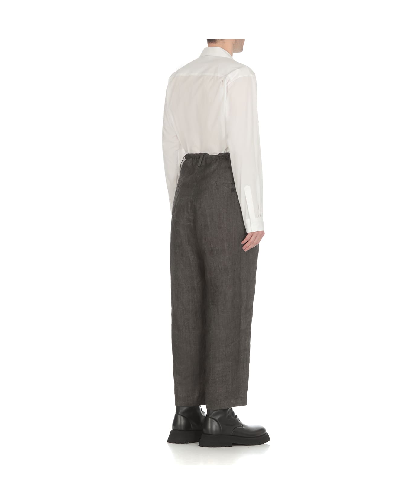 Yohji Yamamoto Oversized Linen Trousers - Grey