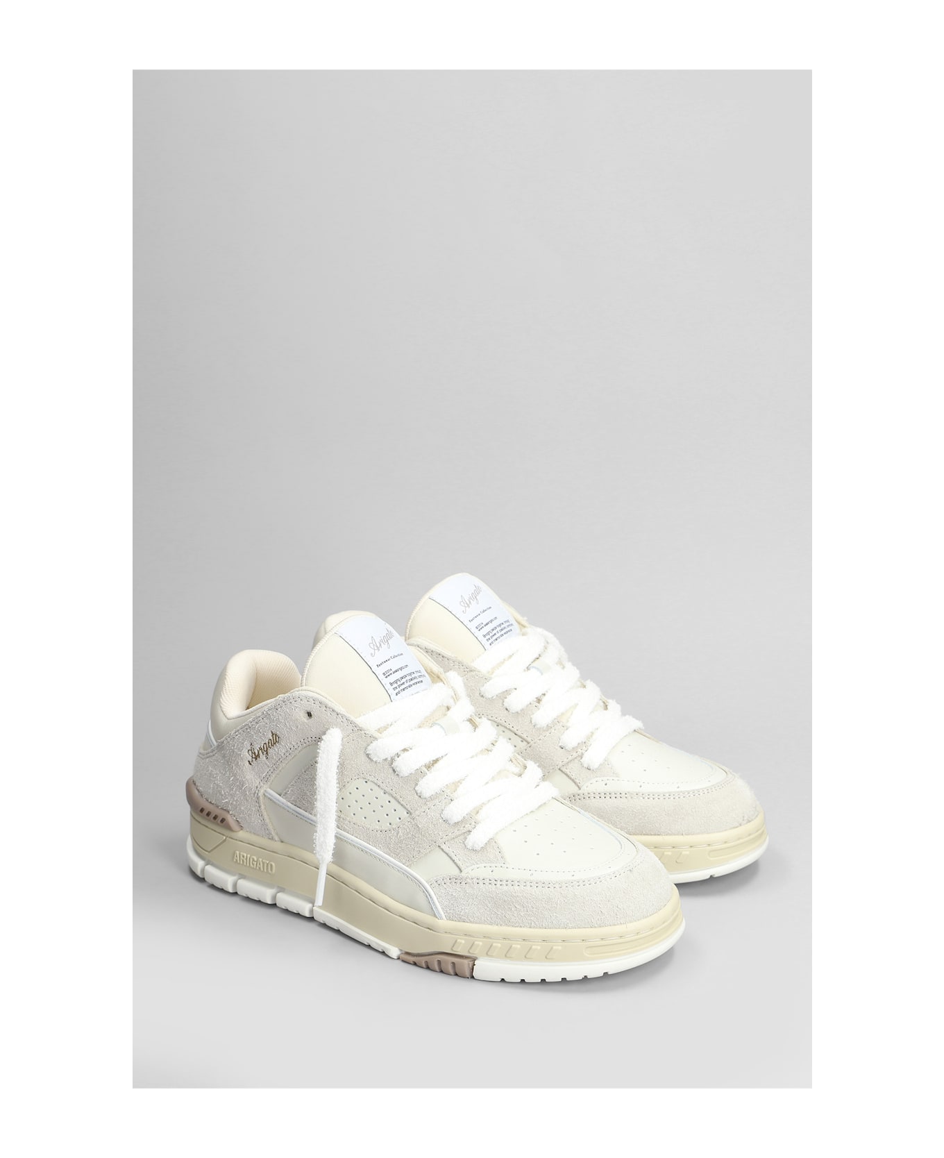 Axel Arigato Area Lo Fluffy Sneakers In Beige Suede And Leather - beige