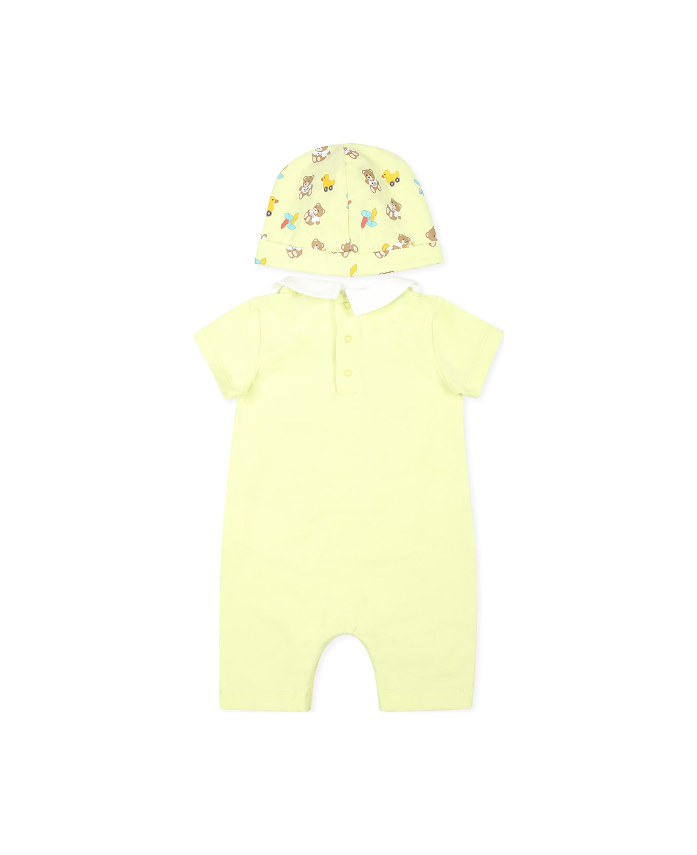 Moschino Yellow Romper Set For Babykids With Teddy Bear - Yellow