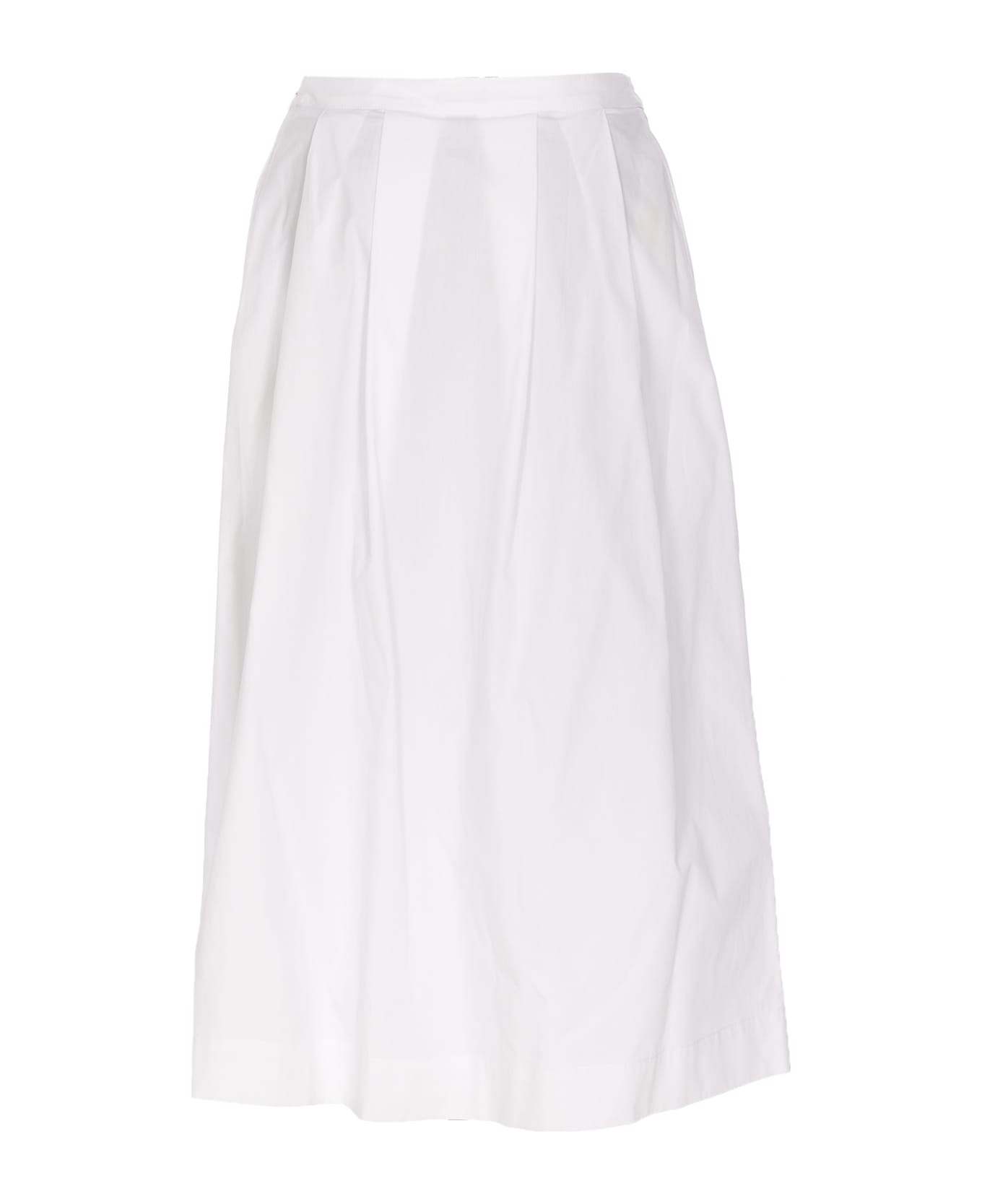 Pinko Popeline Skirt With Metallic Buttons - White
