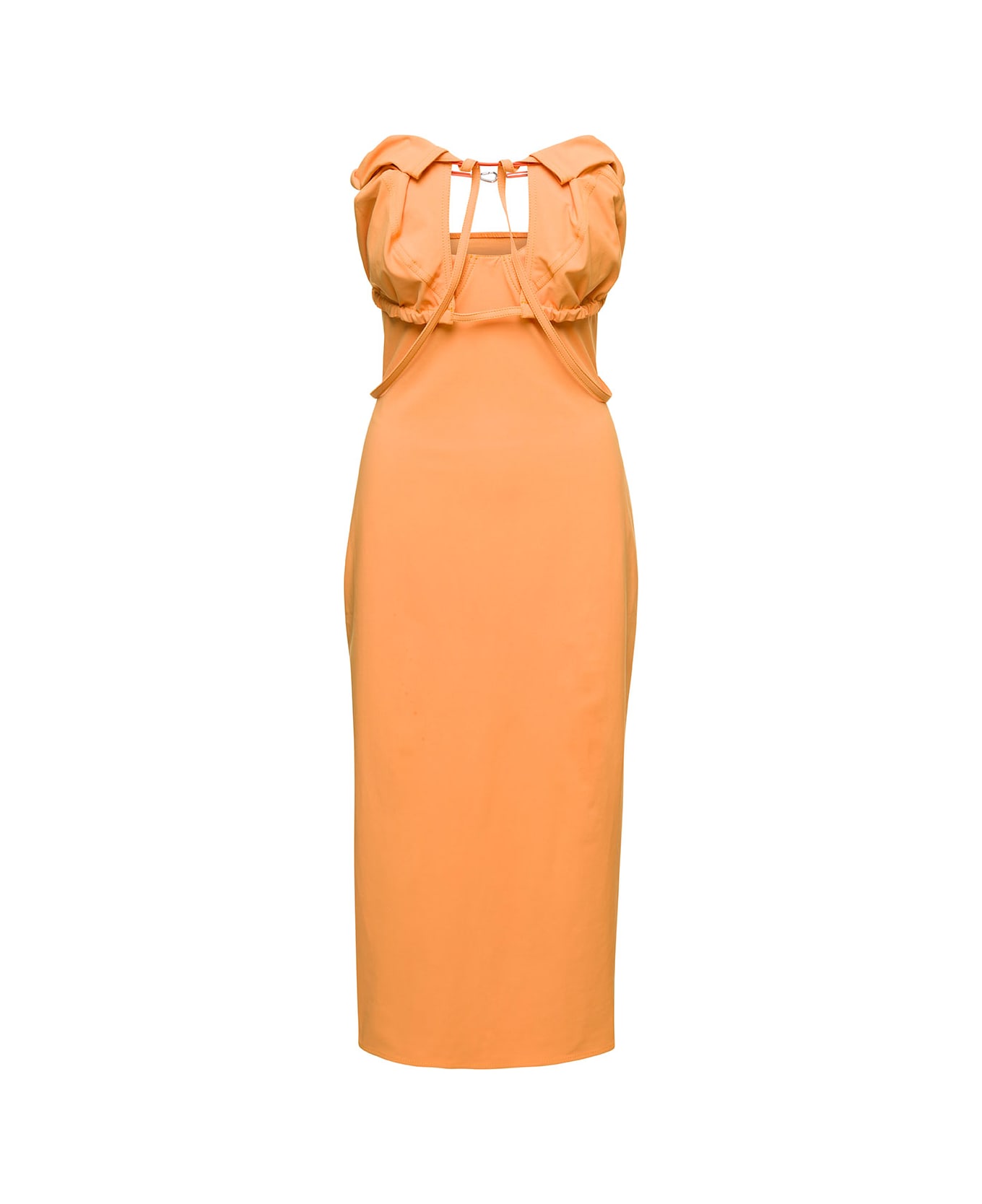Jacquemus Orange Midi Dress La Robe Bikini In Cotton Blend Woman - Orange