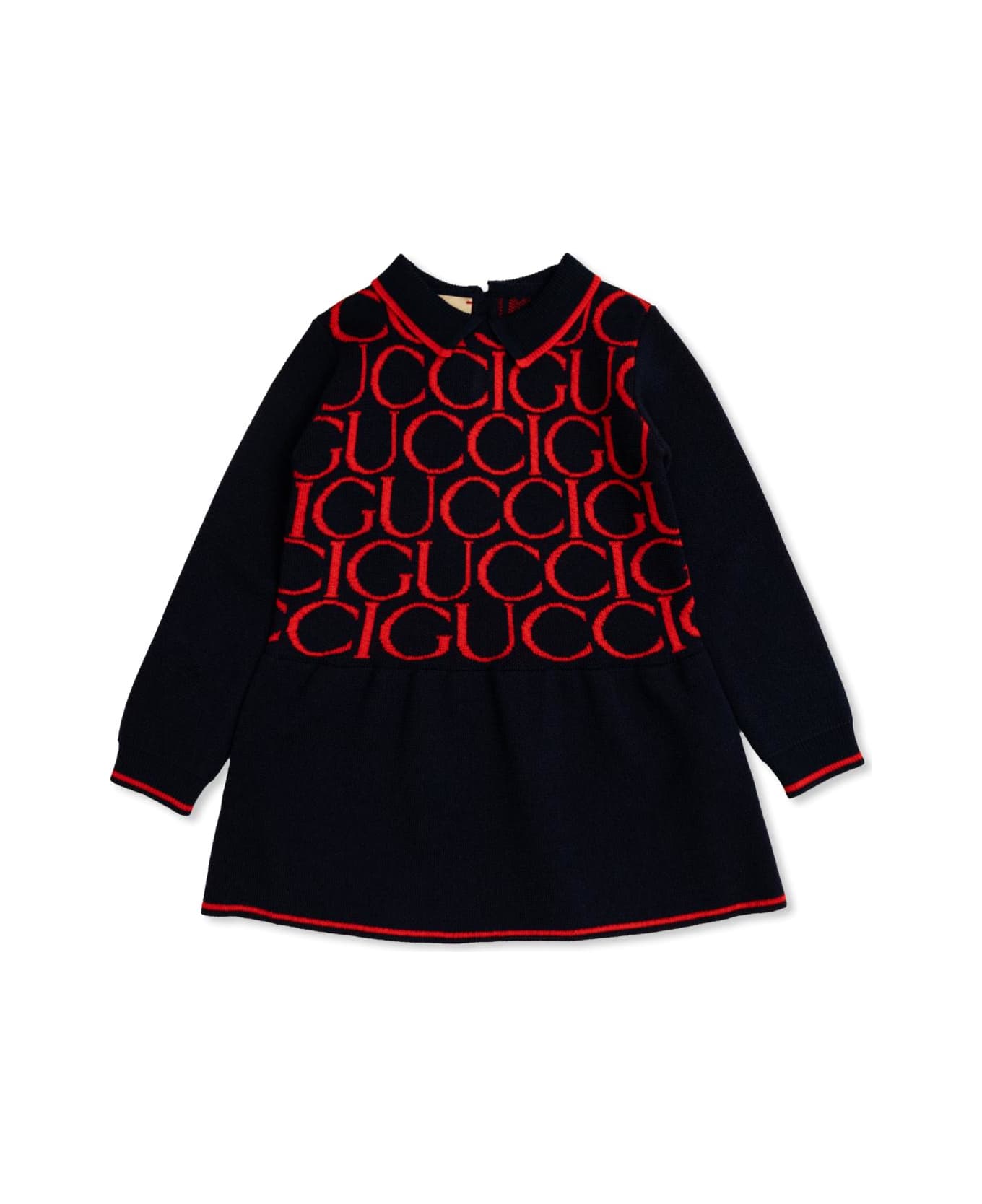 Gucci Kids Dress With Collar - Blu