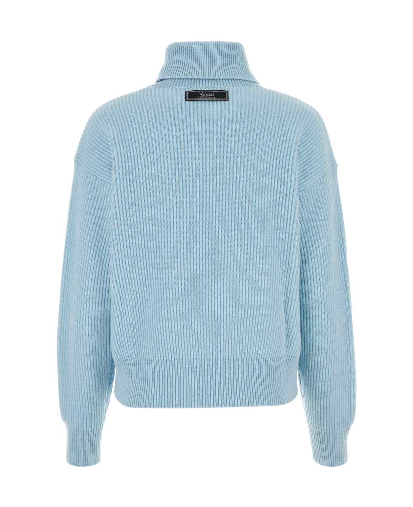 Versace Light Blue Wool Sweater - PALEBLUE