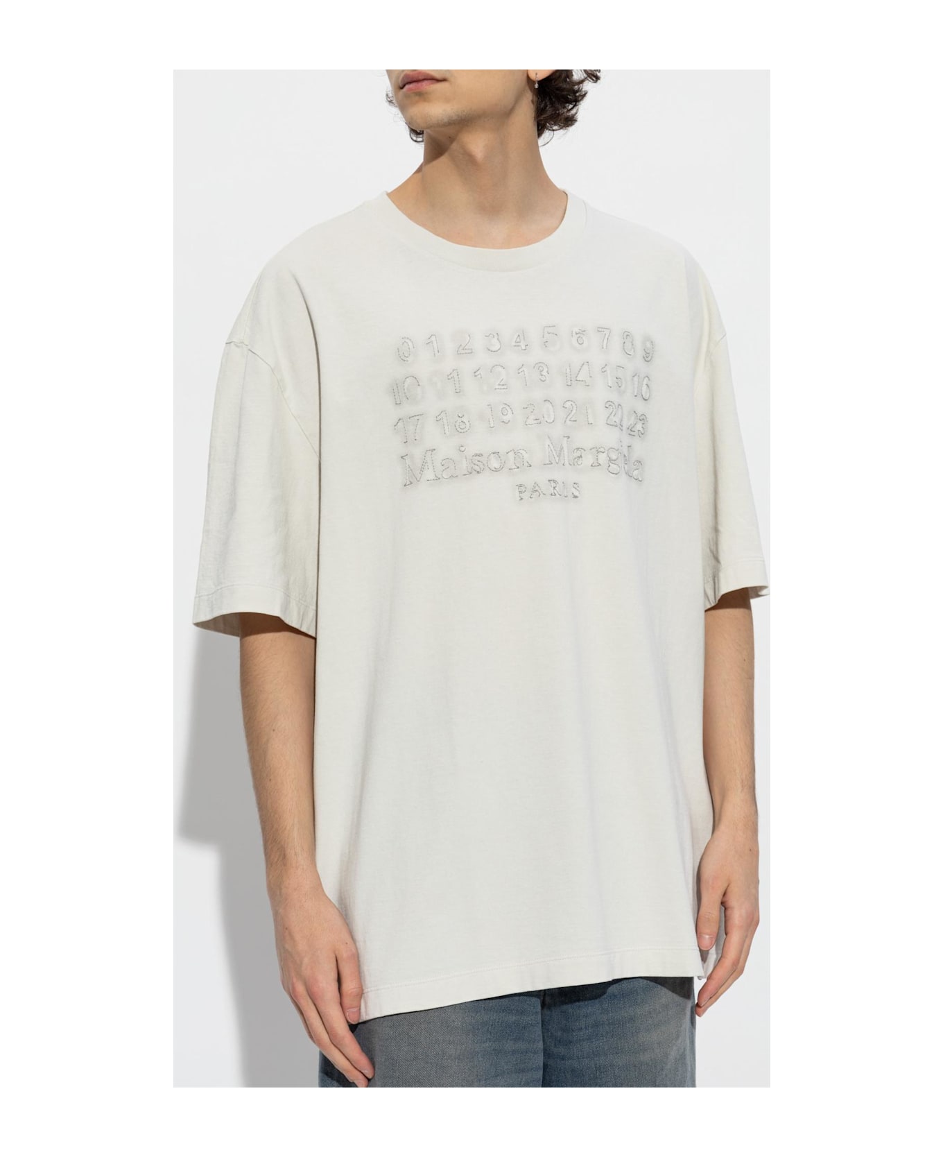 Maison Margiela T-shirt With Logo - Ecru