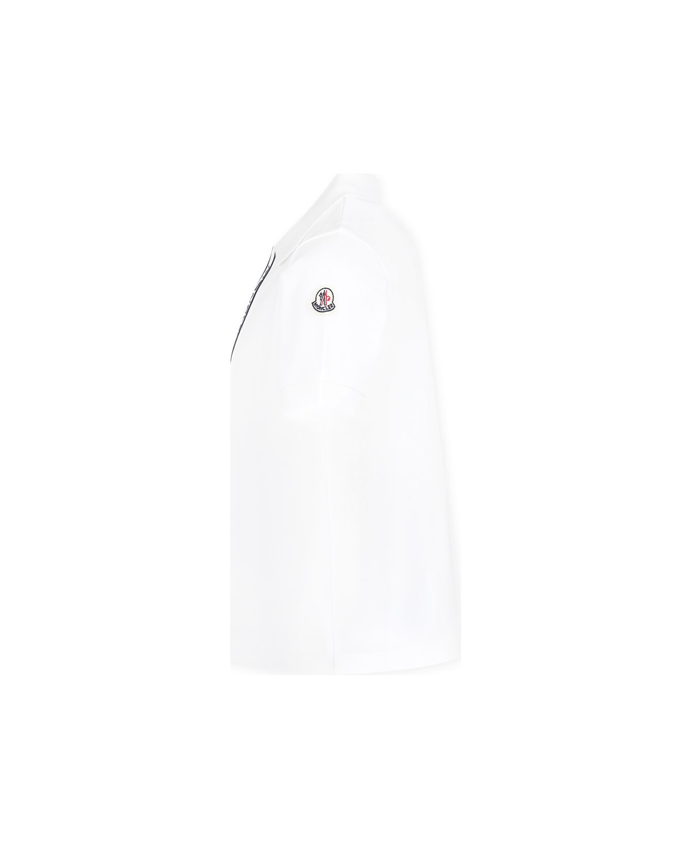 Moncler White Polo Shirt For Boy With Logo - White