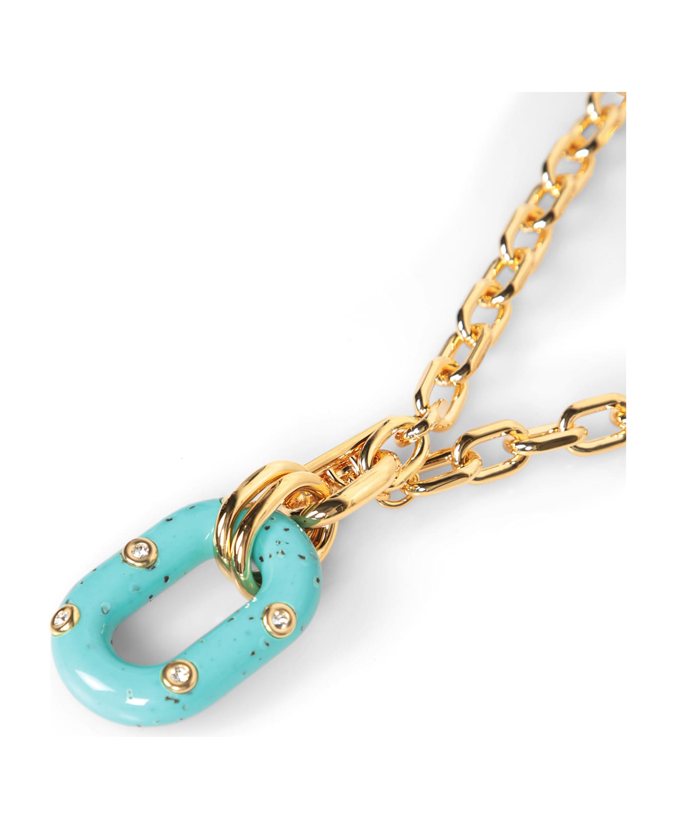 Paco Rabanne Gold And Turquoise Chain Necklace - Metallic