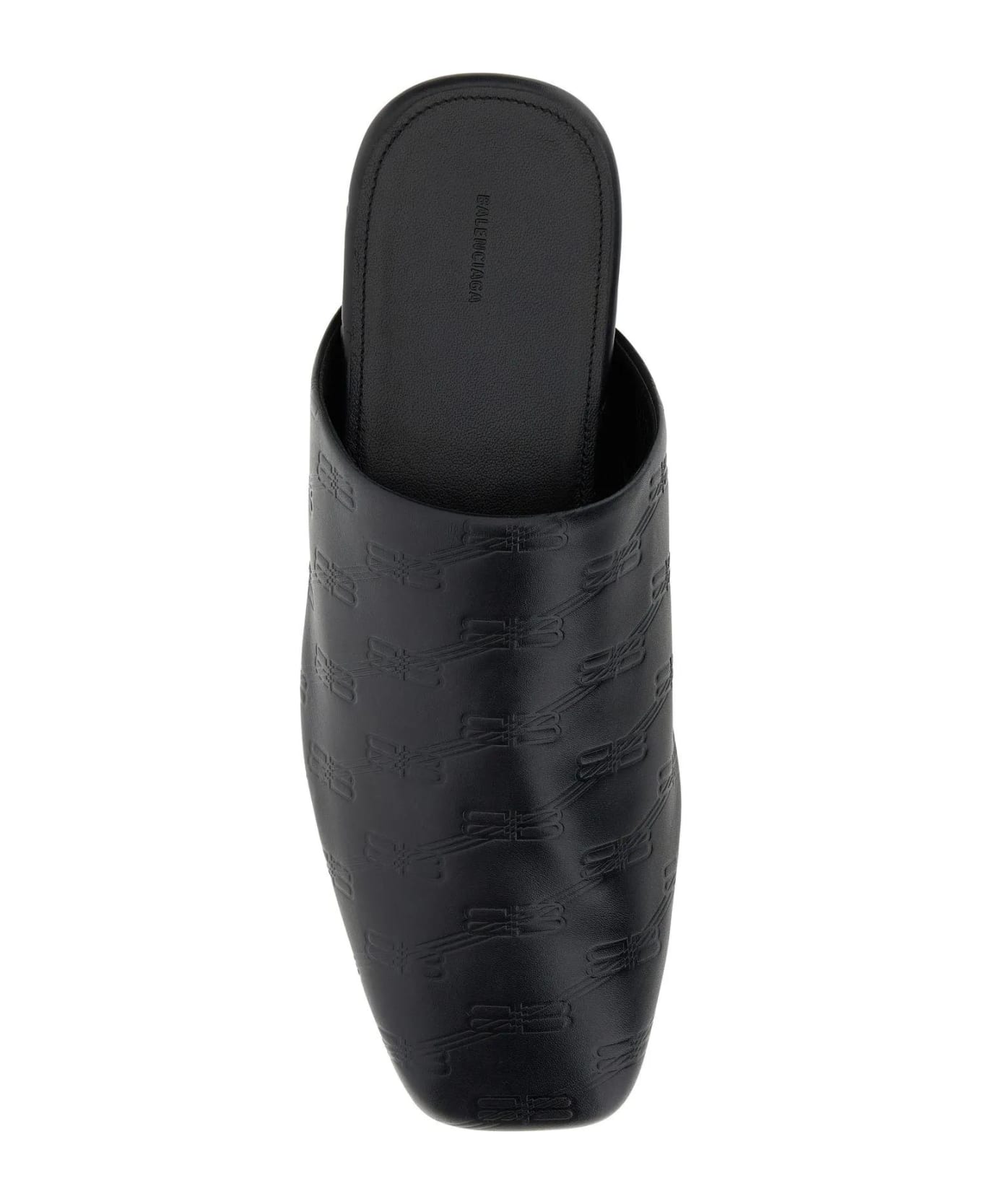 Balenciaga Black Leather Slippers - Nero