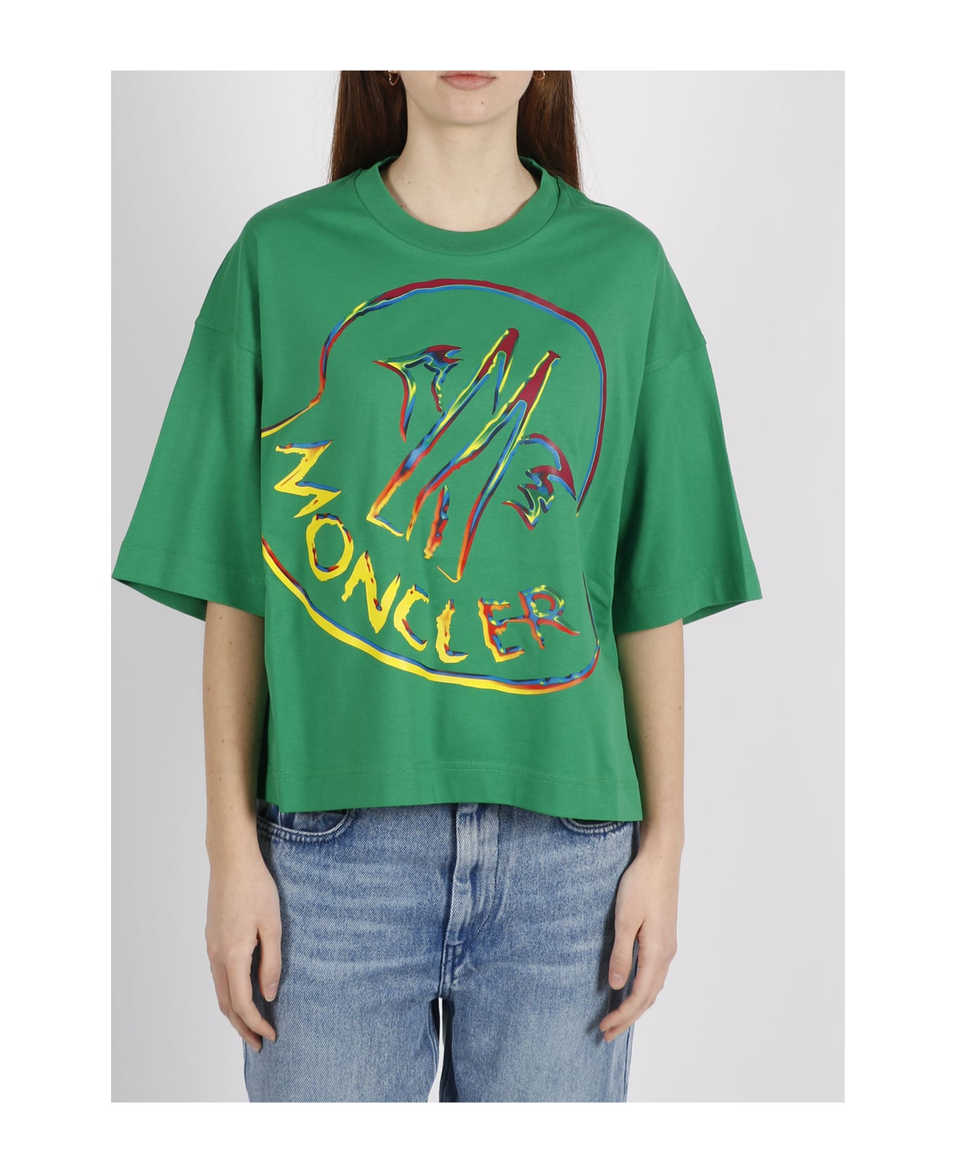Moncler Oversized T-shirt With Logo - Green Tシャツ