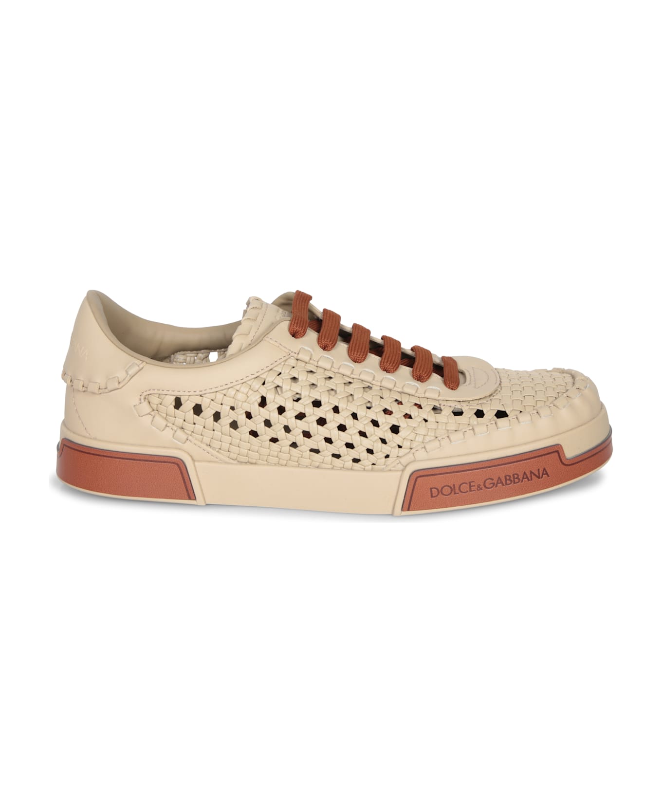 Dolce & Gabbana Cappuccino Leather Portofino Sneakers - SABBIASABBIACUOIO