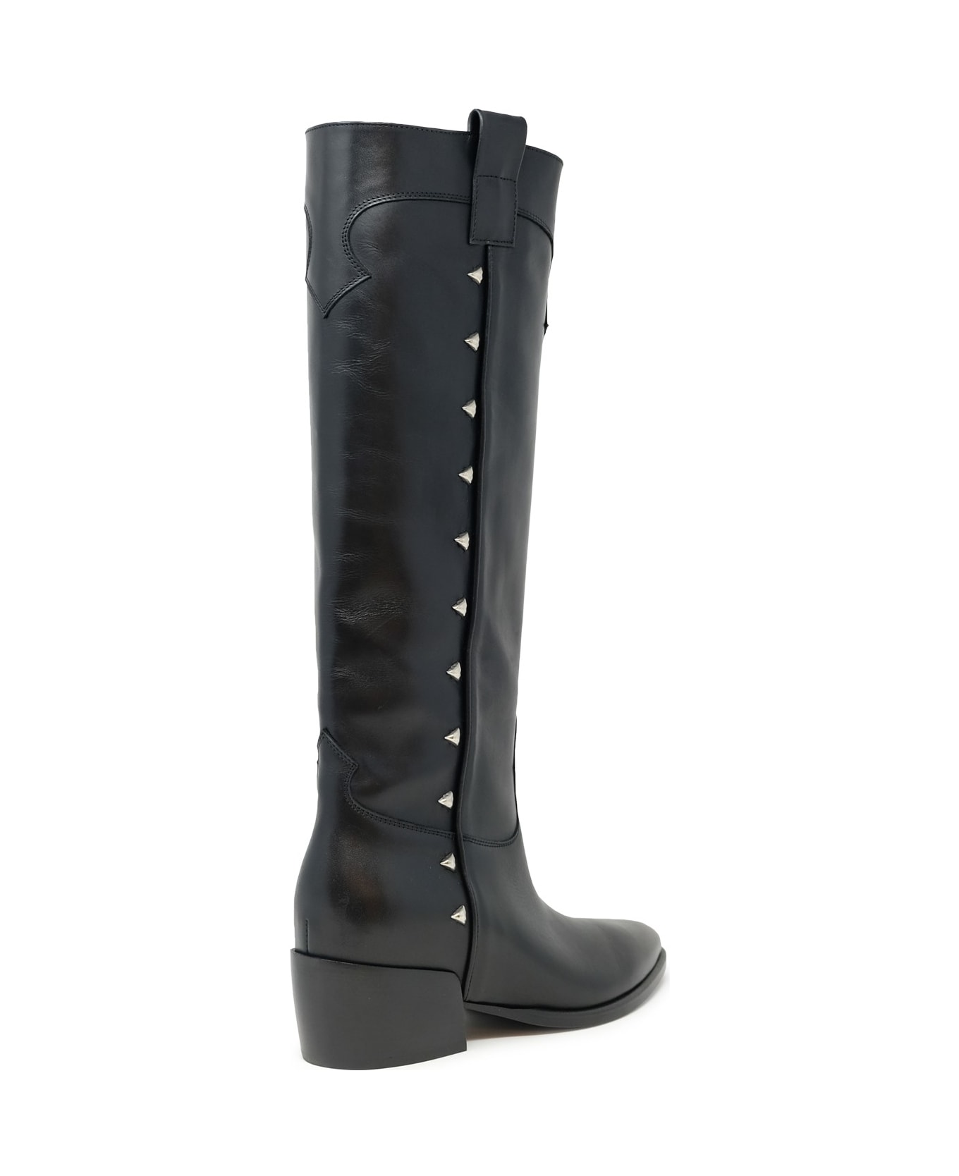 Elena Iachi Black Leather Yvette Ankle Boots