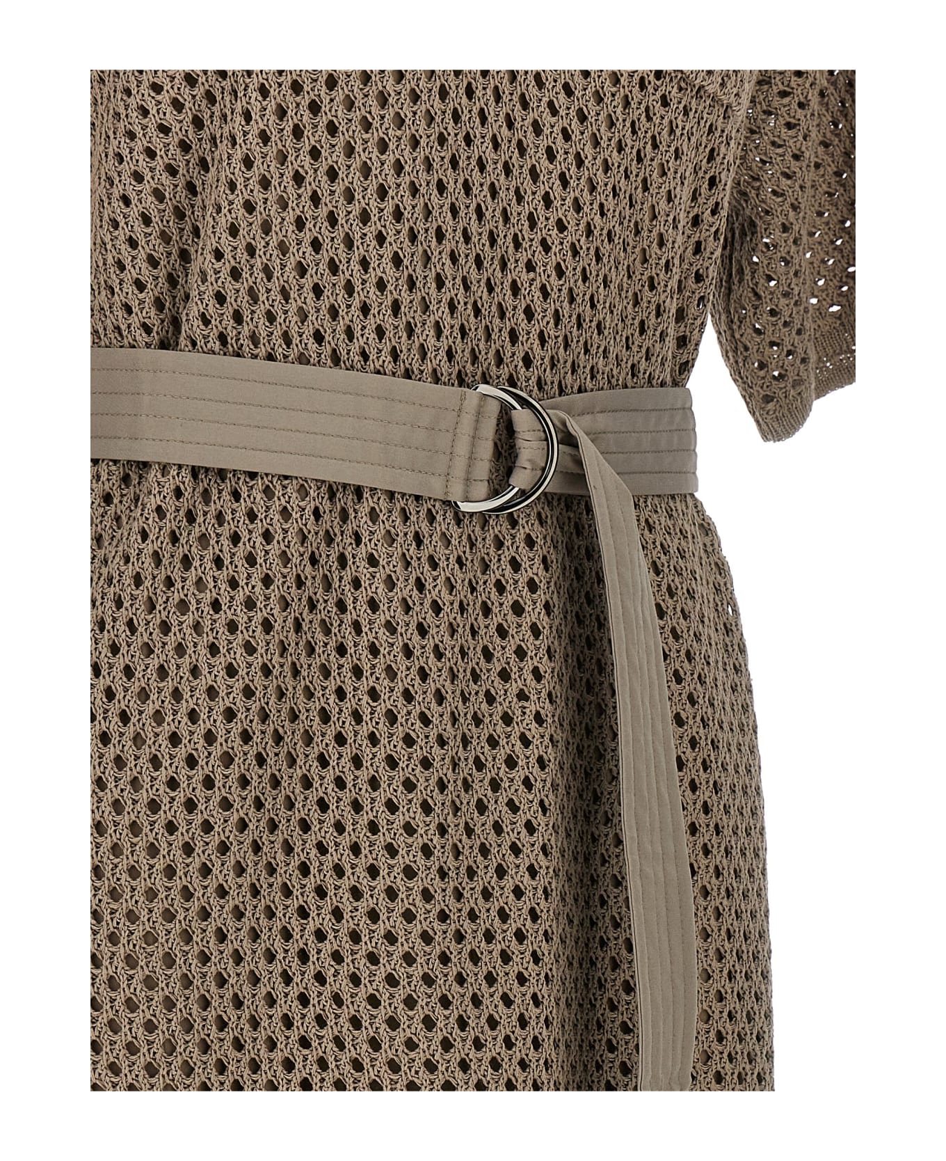 Brunello Cucinelli Crochet-knit Midi Dress - Beige ワンピース＆ドレス