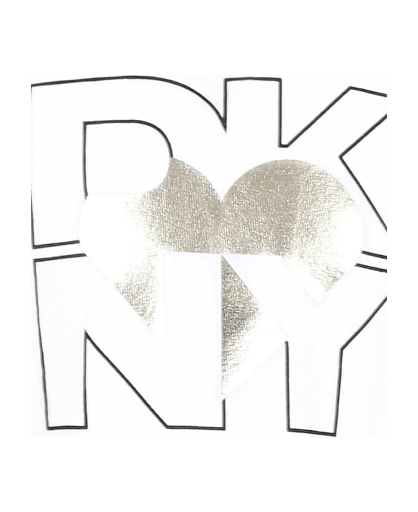 DKNY Black T-shirt For Girl With Writing - White
