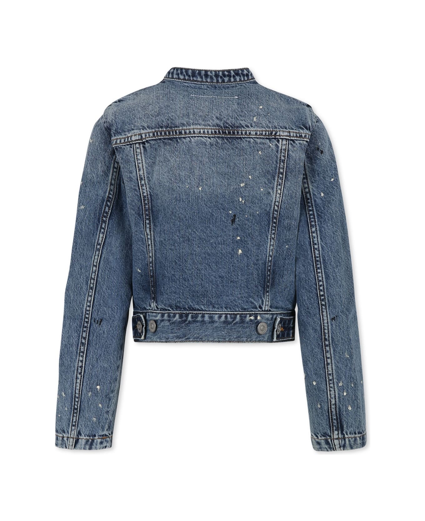 MM6 Maison Margiela Light Blue Jacket For Girl With Paint Splashes - Denim