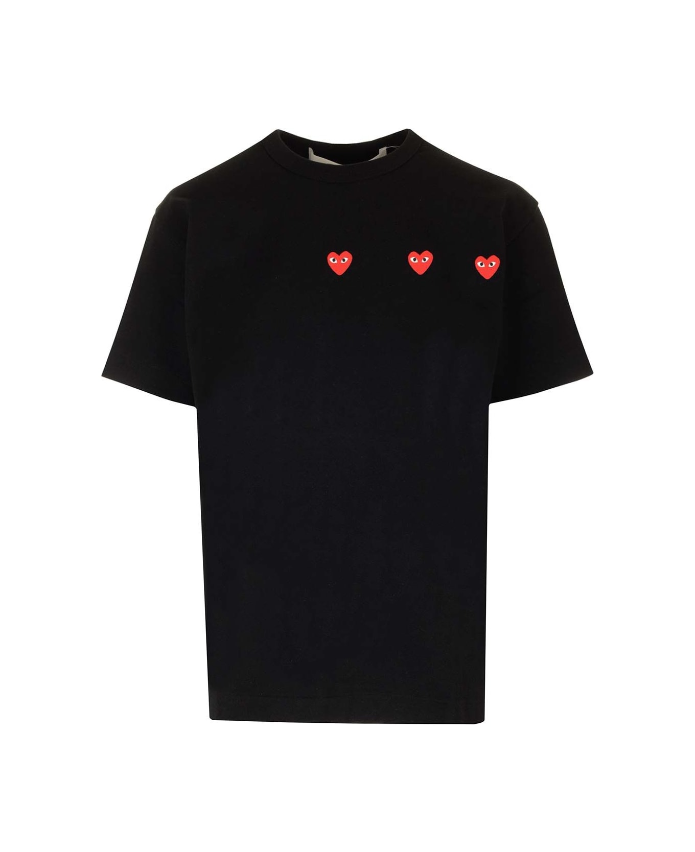 Comme des Garçons Play T-shirt With Red Hearts - Black