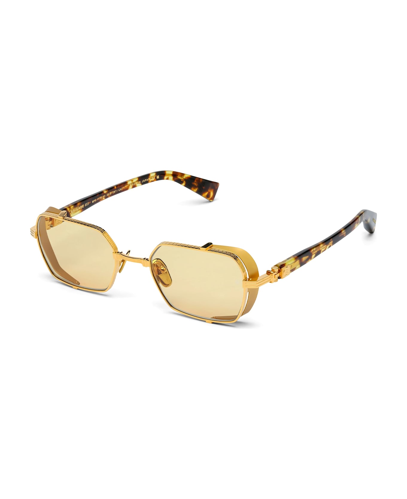 Balmain Brigade Iii - 18k Gold / Spotted Havana Glasses - Black/Grey