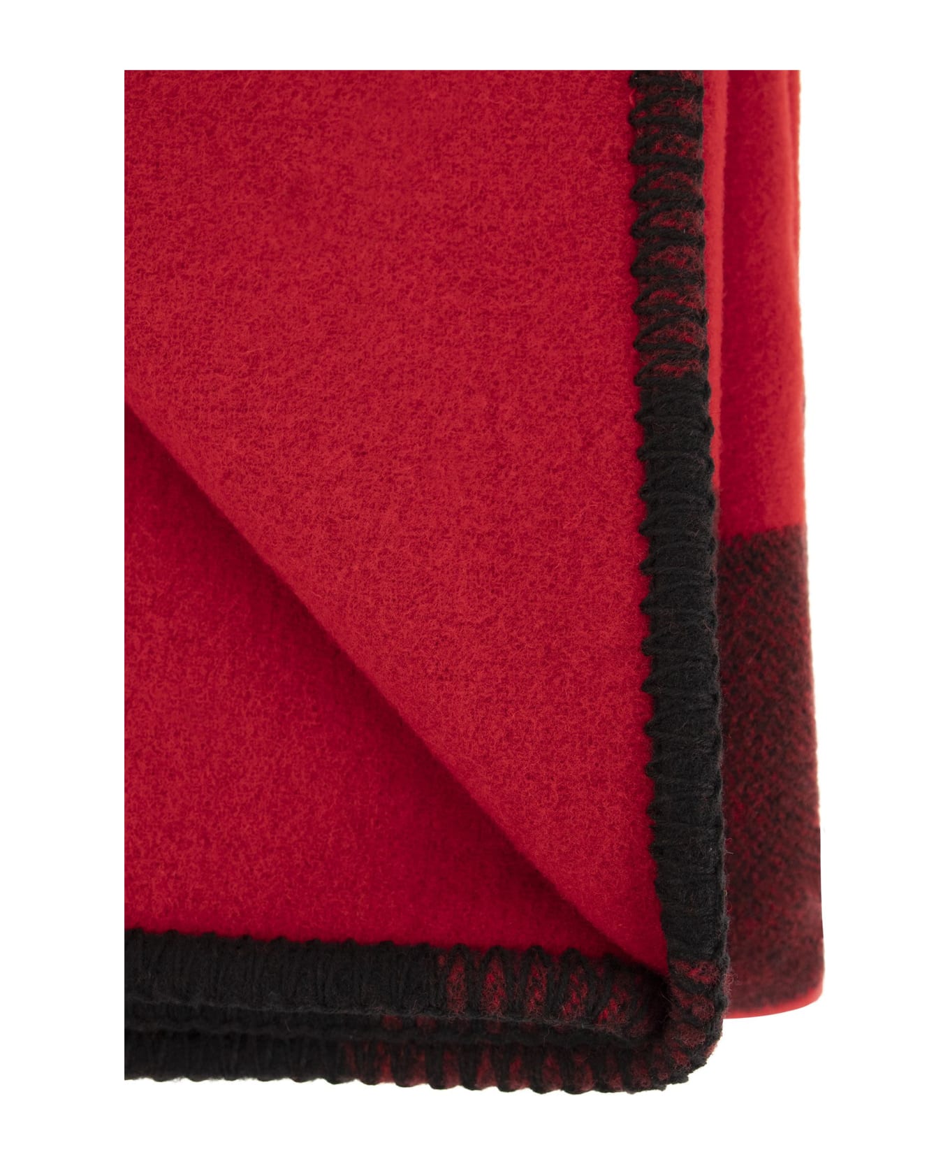 Woolrich Pure Wool Check Scarf - Red/black