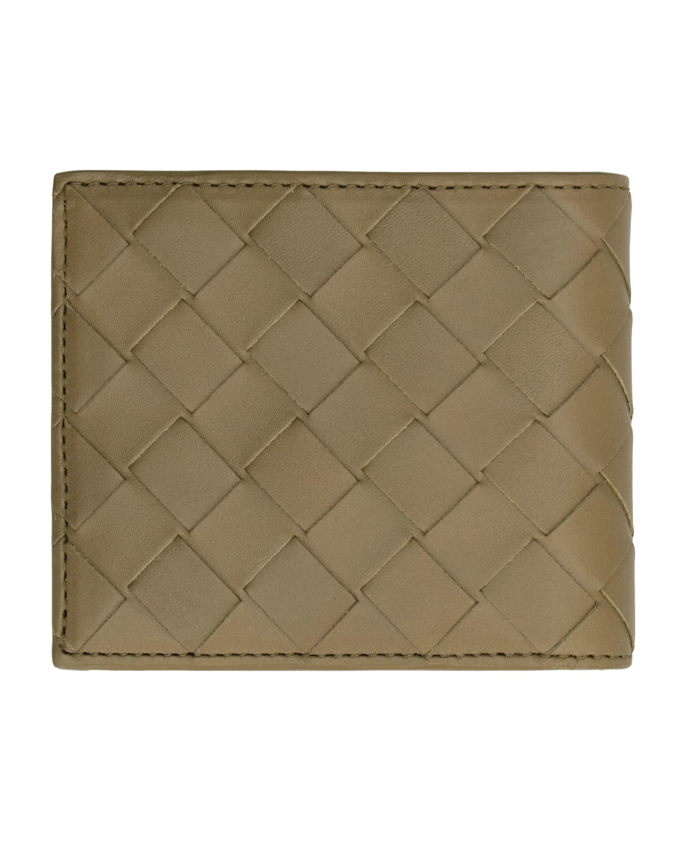 Bottega Veneta Bi-fold Wallet With Intreccio Motif In Leather Man - green