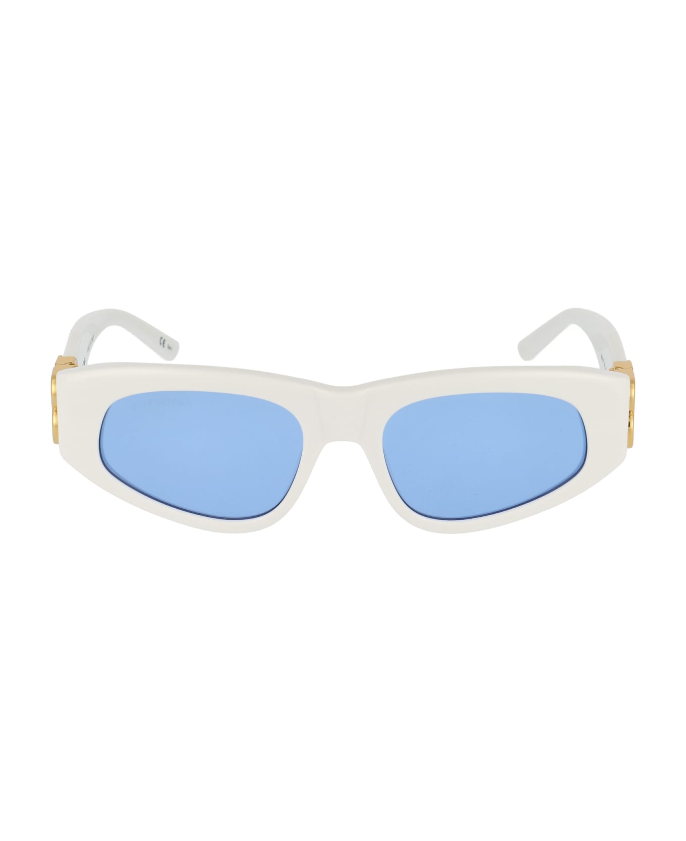 Balenciaga Eyewear Bb0095s Sunglasses - 004 WHITE GOLD LIGHT BLUE サングラス