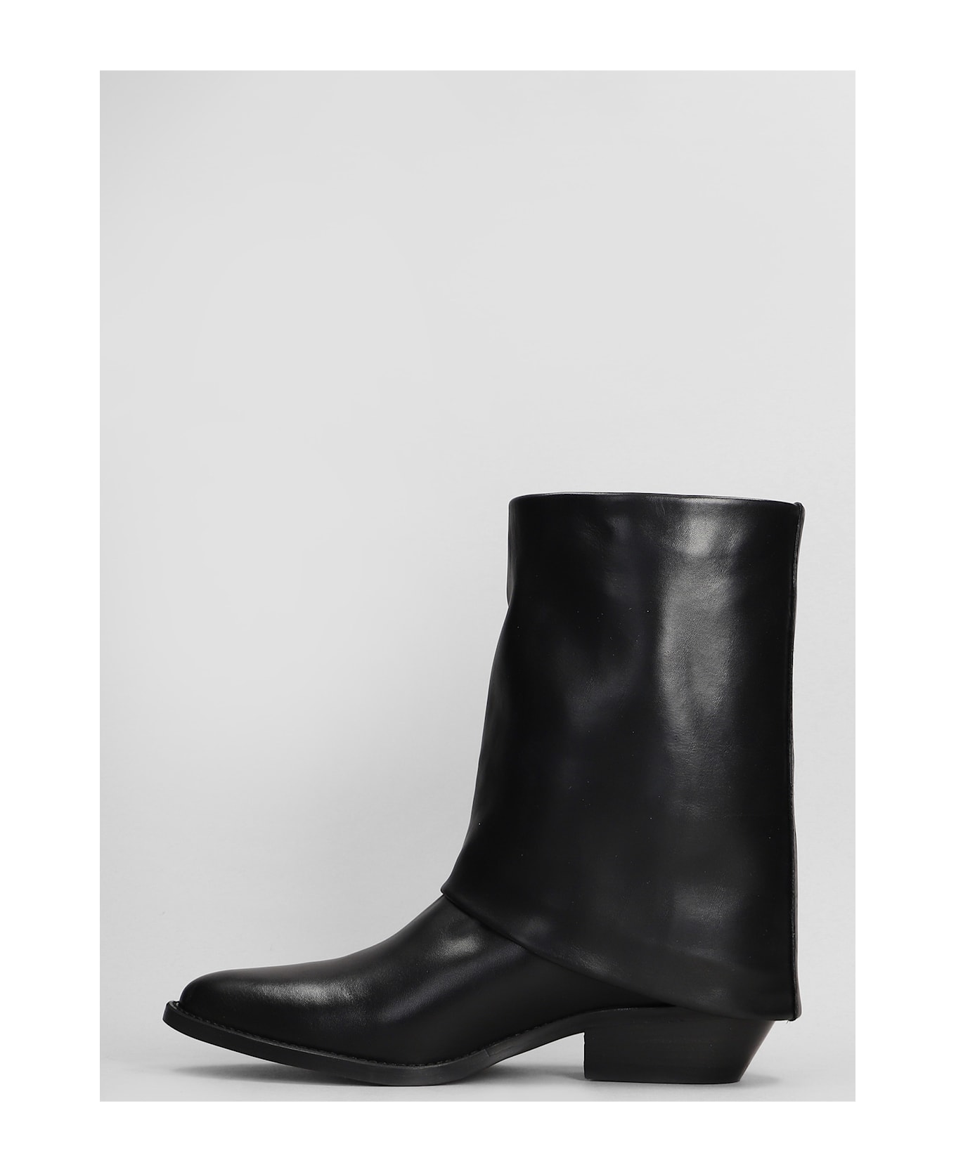 Julie Dee Texan Ankle Boots In Black Leather - black